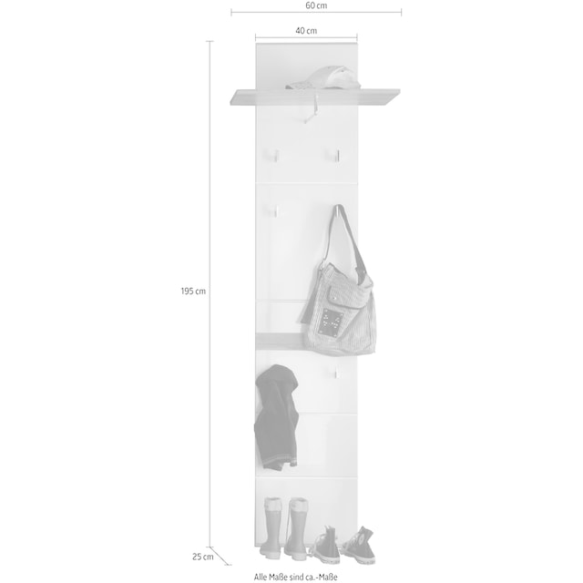 INOSIGN Garderoben-Set »Caracas«, (3 St.), weiß, eichefarben, hochglanz,  B/H/T ca.: 171/195/34 cm im Online-Shop kaufen