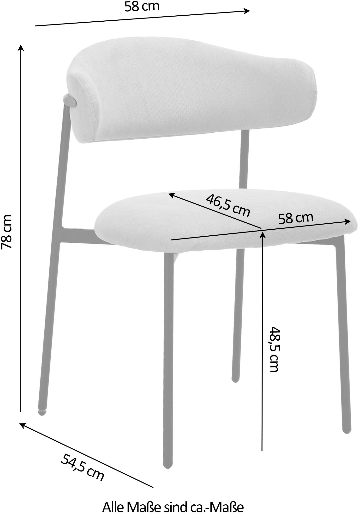 byLIVING Esszimmerstuhl »Jersey (2er-Set)«, (Set), Gestell Metall schwarz, Küchenstuhl, Webstoffbezug, diverse Farben