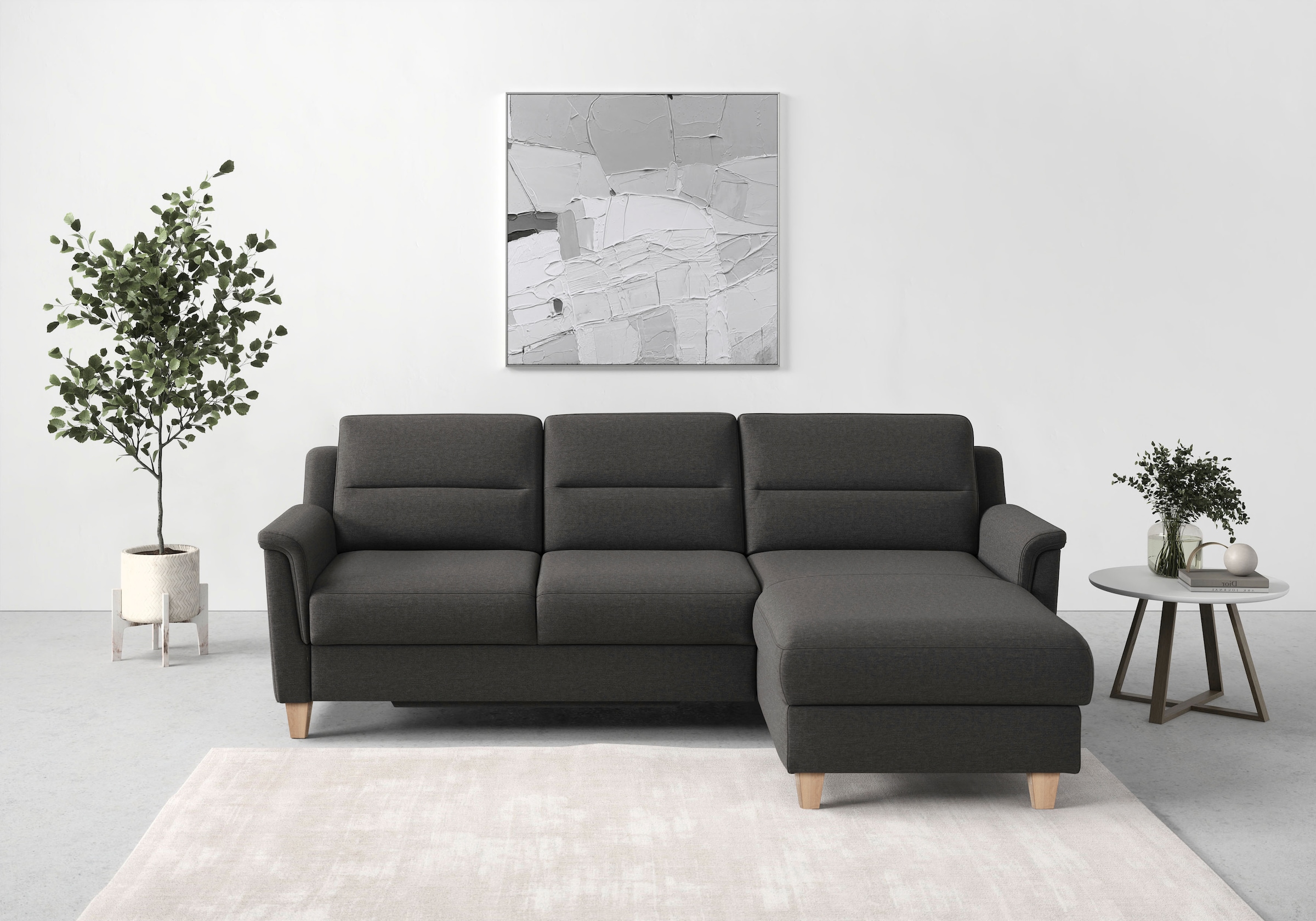 sit&more Ecksofa »Farö L-Form«, inklusive Federkern, wahlweise mit Bettfunktion und Bettkasten
