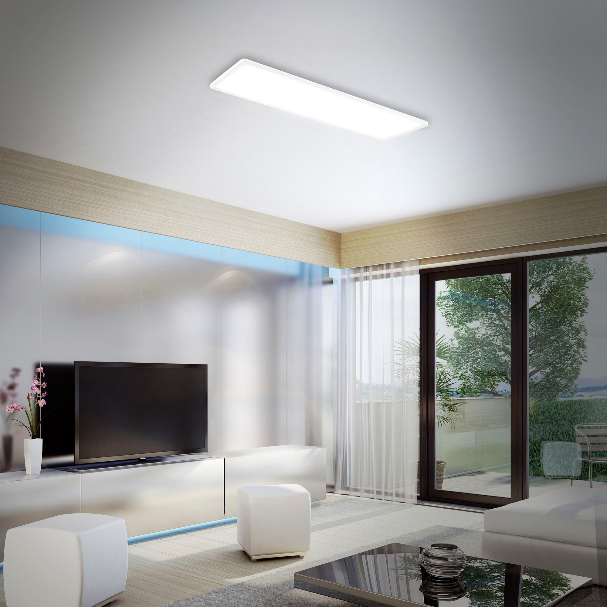 Briloner Leuchten LED Panel »Slim«, 1 flammig, Leuchtmittel LED-Modul | LED fest integriert, Deckenlampe, ultraflach, Backlighteffekt, Wohnzimmer, Schlafzimmer