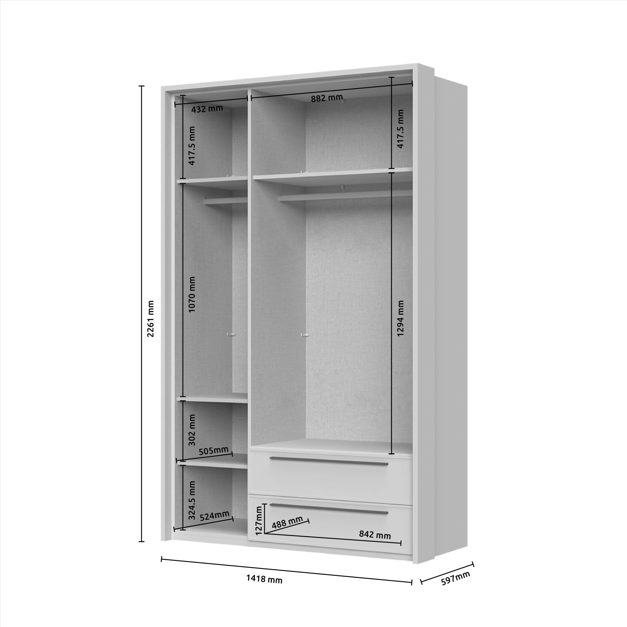 Places of Style Drehtürenschrank »Opera mit oder ohne Kranz inkl. LED-Bel.,B92,137,182 oder 227 cm«, UV lackiert, Soft Close Funktion, Höhenverstellbare Füße
