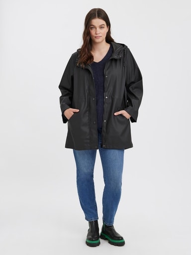 Vero Moda Curve Outdoorjacke »VMCMALOU COATED JACKET CUR NOOS« mit Kapuze