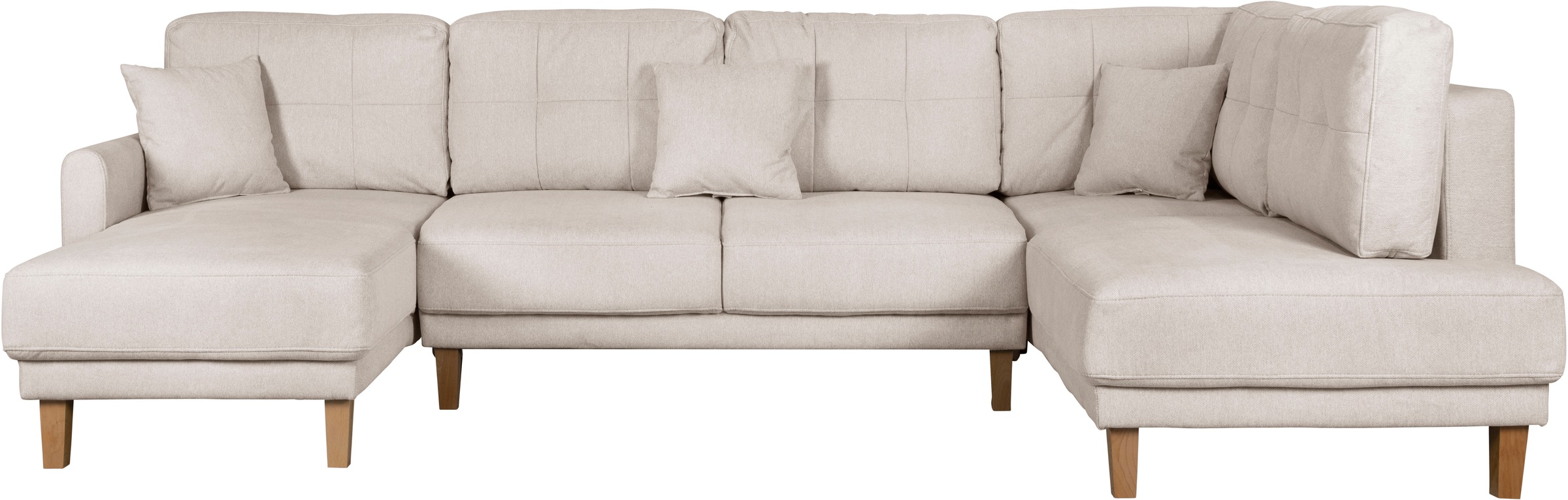 Home affaire Wohnlandschaft »TRIPLO U-Form wahlweise mit Schlaffunktion, B/T/H: 310/192/90 cm«, Schlafsofa, auch mit Bettkasten, Steppung im Rückenkissen