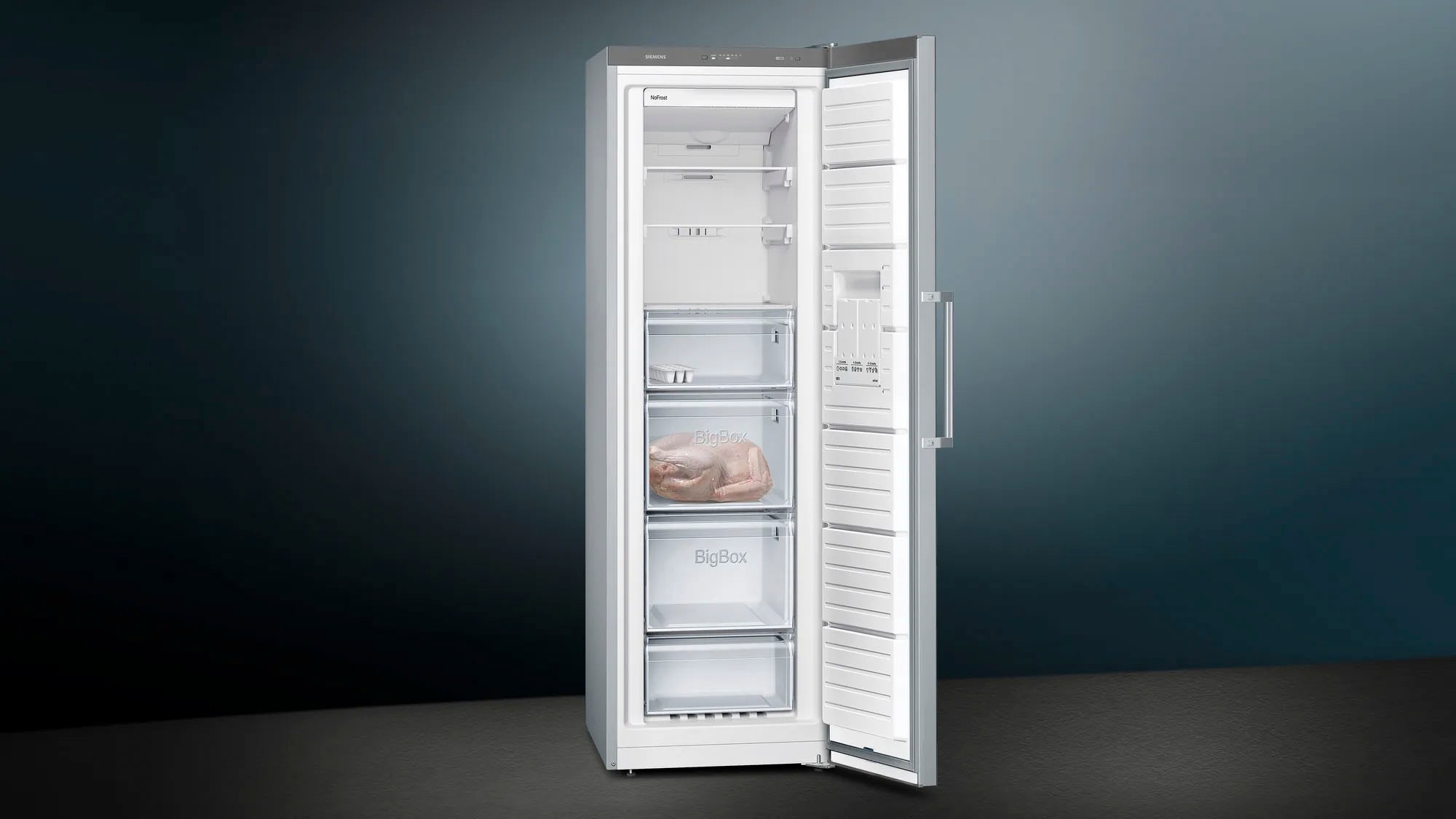 SIEMENS European Side-by-Side iQ300, 186 cm hoch, 120 cm breit, mit Flaschenregal-höhenverstellbare Füße