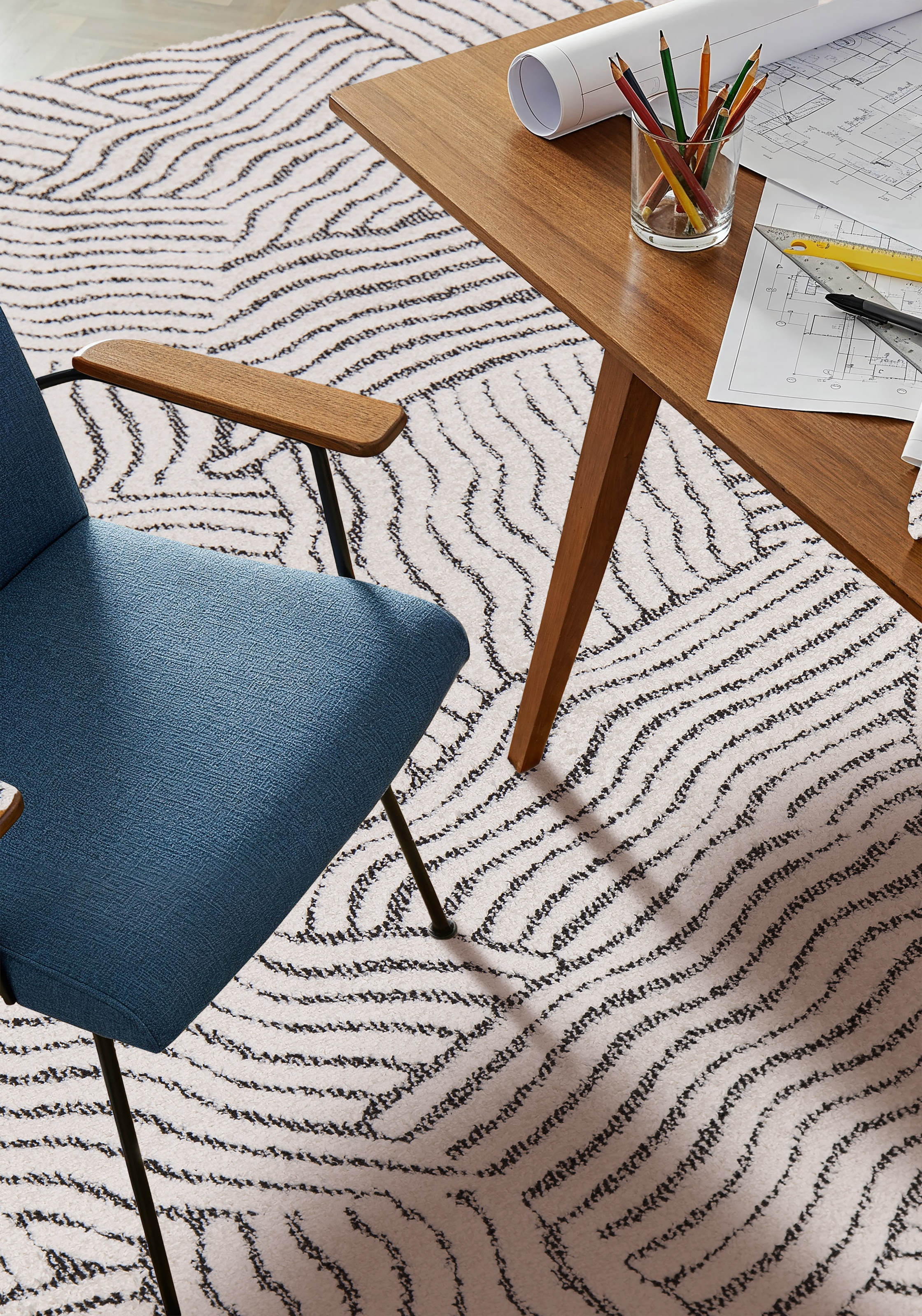 OTTO home Teppich »Segovia, Supersoft, 3D- Design, weiche Haptik, modernes Design« rechteckig 9 mm Höhe Hoch-Tief-Struktur, Wohnzimmer, Esszimmer, Schlafzimmer