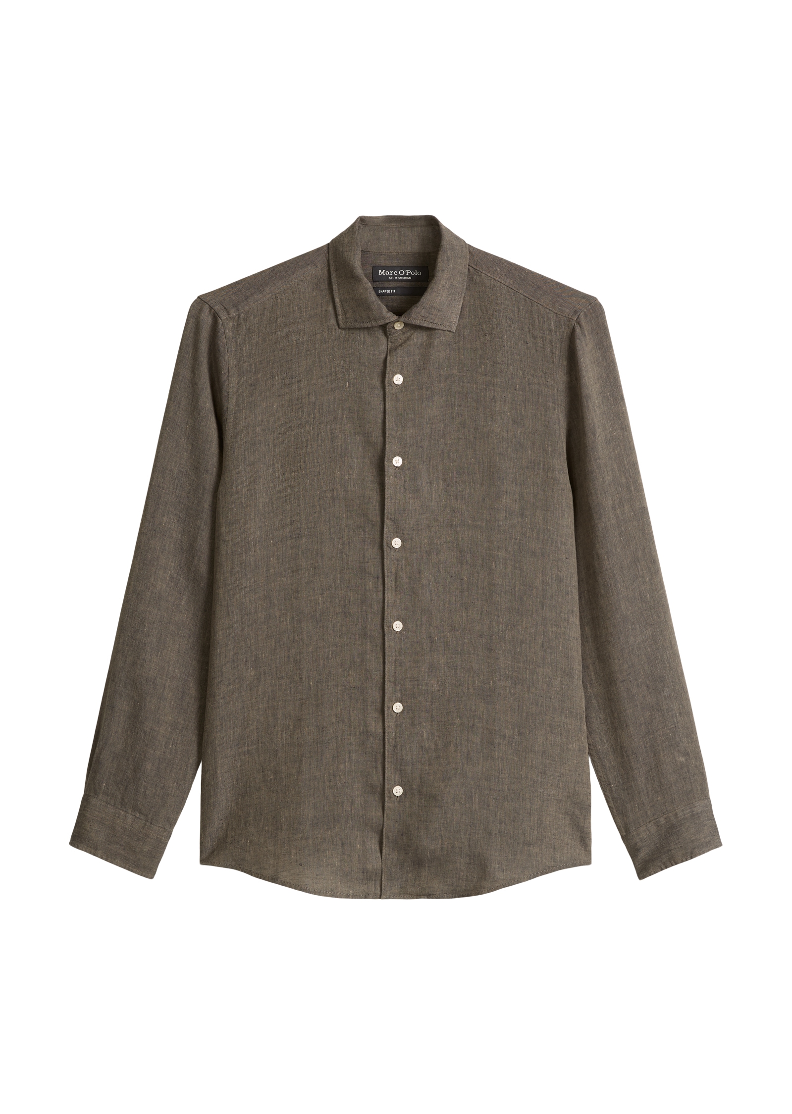 Marc O'Polo Langarmhemd shaped fit aus feinem Leinen-Chambray