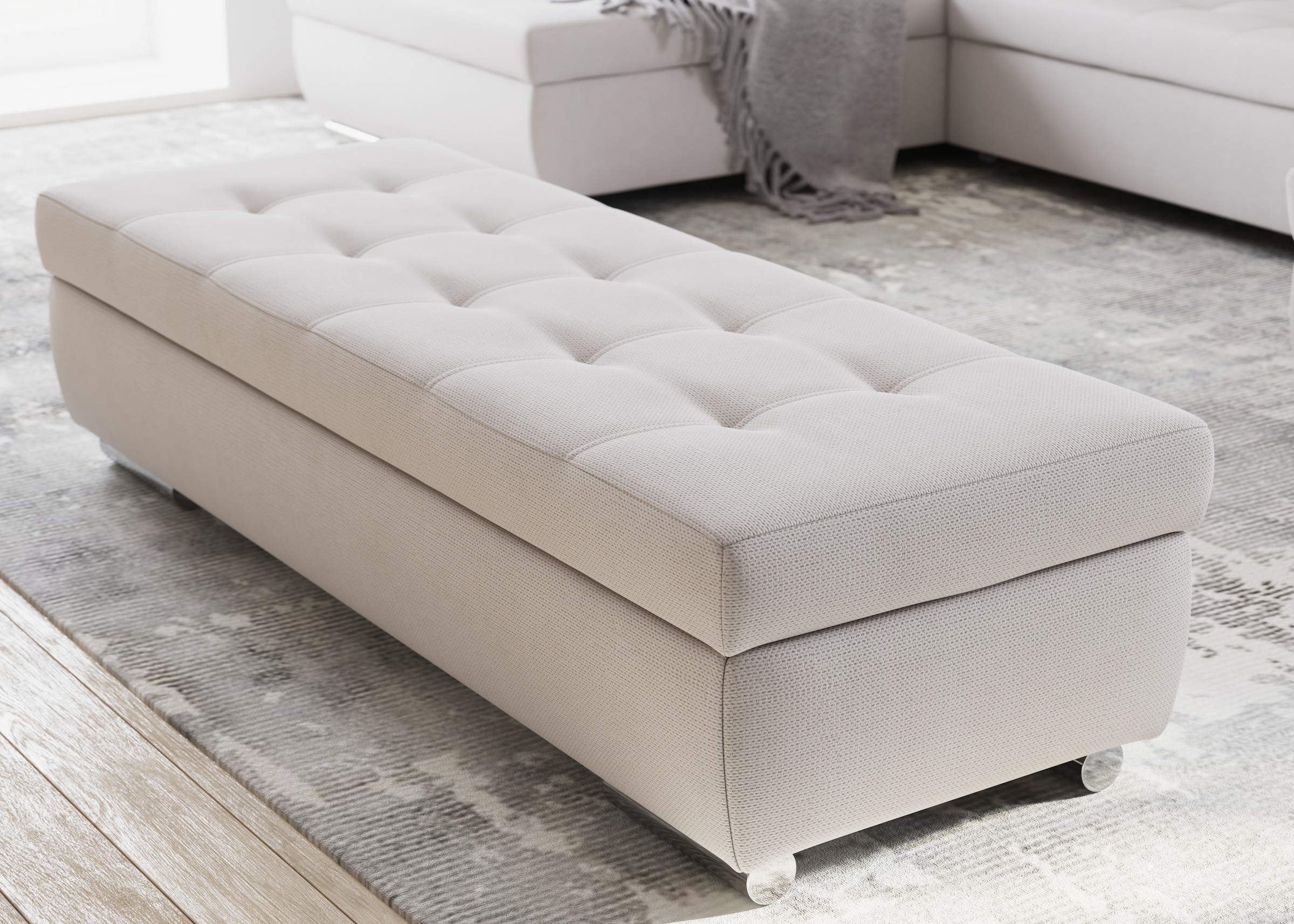 DOMO collection Hocker »Treviso XXL: B/T/H: 161/60/41 cm«, mit Stauraum, auch in Cord, passend zur Serie, moderne Steppung