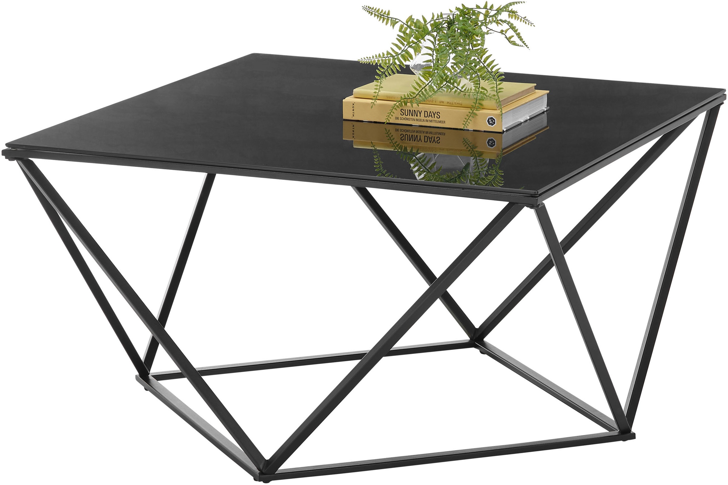 Stolkom Couchtisch »Senta Glastisch quadratisch schwarz, moderner Tisch BxH günstig online kaufen