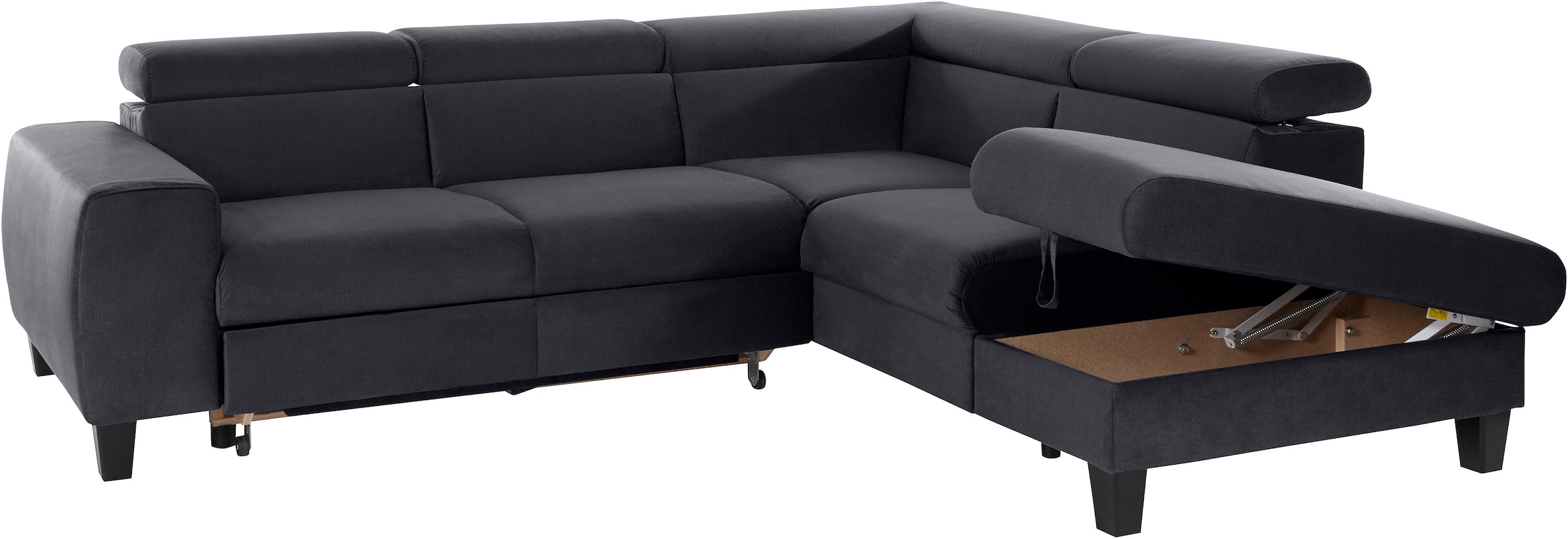 COTTA Ecksofa »Morven L-Form mit Kopfteilverstellung«, wahlweise mit Bettfunktion, Bettkasten & Wireless-Charger