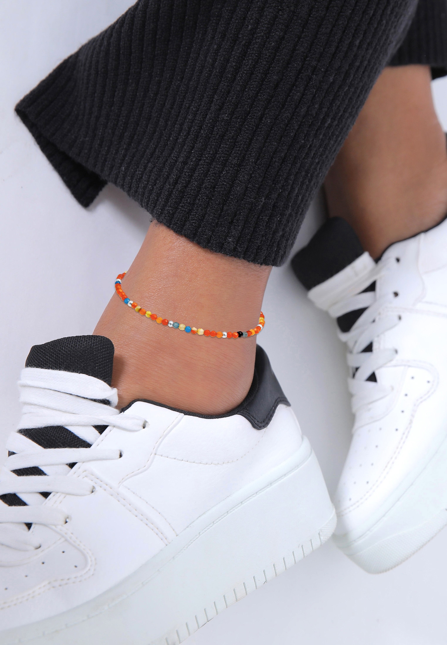 Nenalina Fußkette »Achat Kugeln Bunt Sommer Beach Festival 925 Silber«