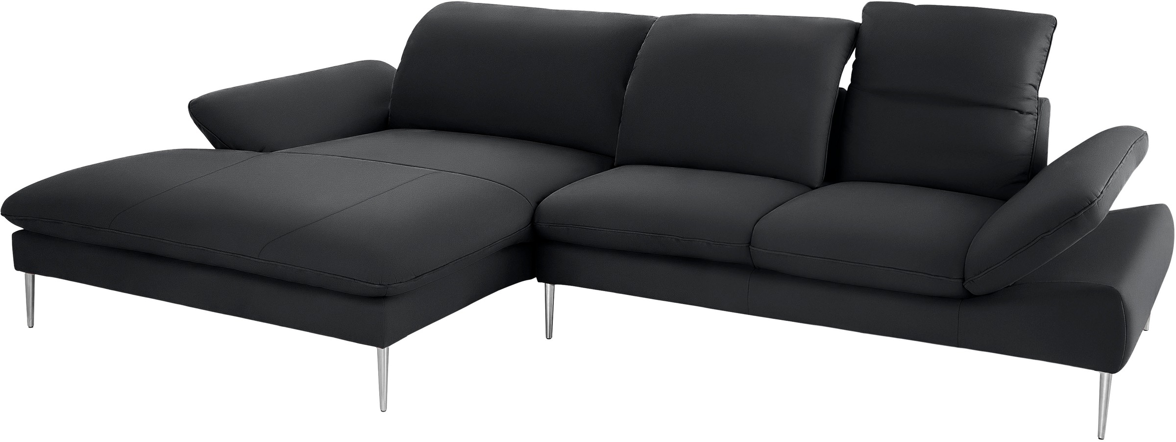 W.SCHILLIG Ecksofa »enjoy&MORE, Designsofa, bequem, zeitlos und elegant, L-Form«, mit Sitztiefenverstellung, Füße Chrom glänzend, Breite 340 cm