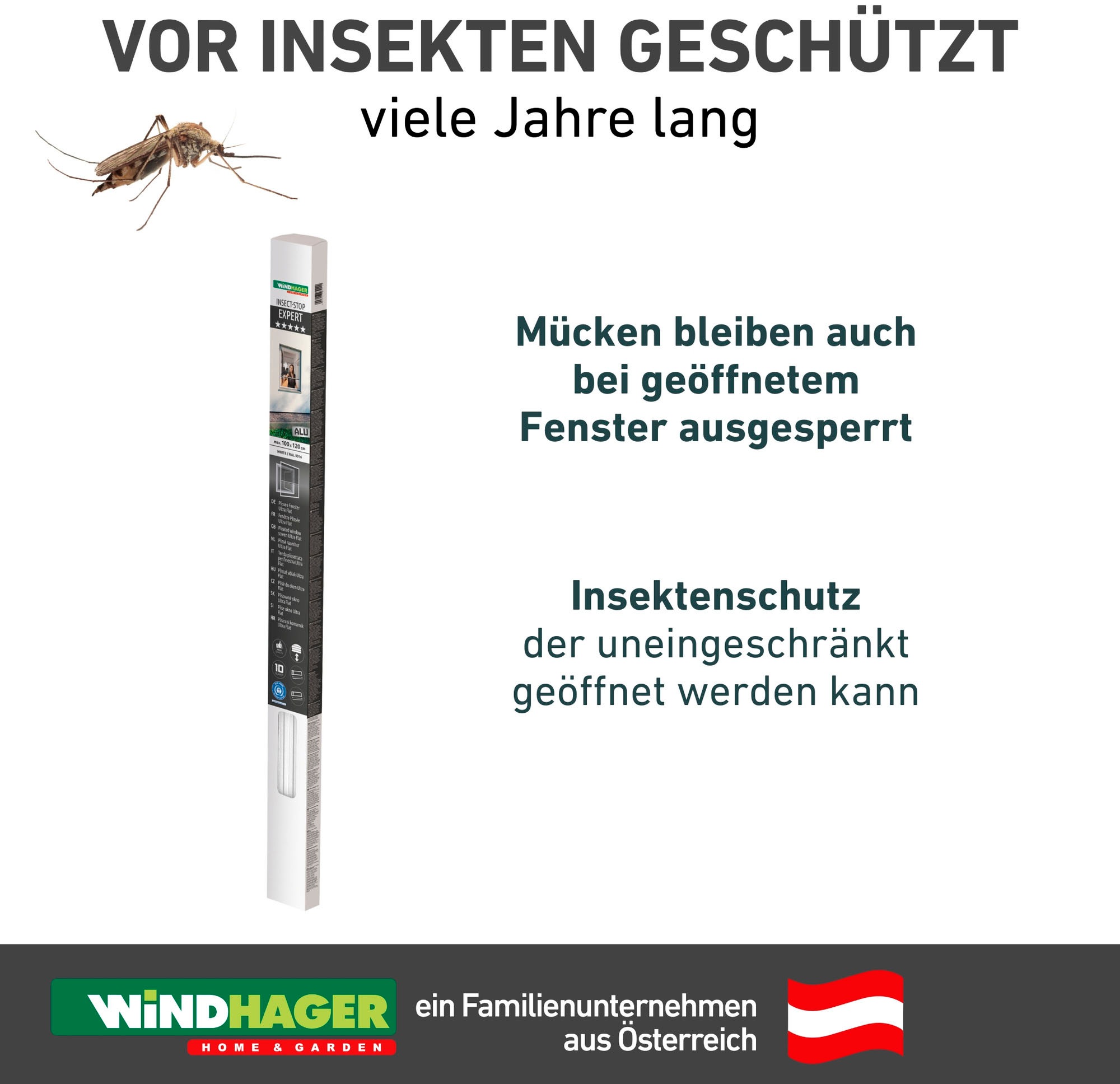 Windhager Insektenschutzplissee »Plisseefenster ULTRA FLAT«, halbtransparent, ohne Bohren, verspannt, Insektenschutz Plissee für Fenster ohne bohren, 100 x 120 cm, anthra