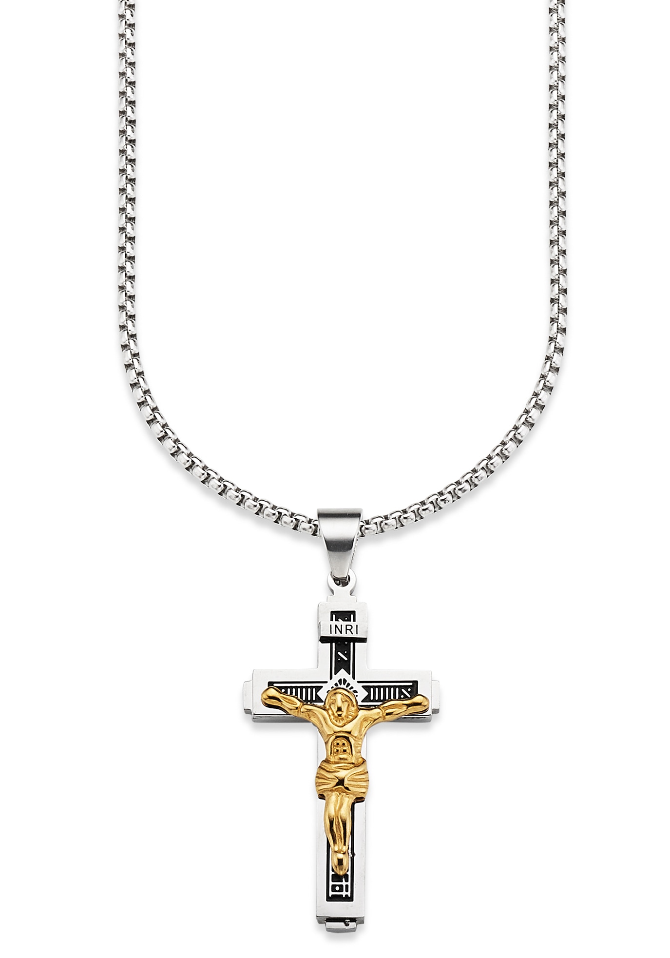 Kette mit Anhänger »Schmuck Geschenk, Halskette Kreuz Venezianerkette Gravur INRI«