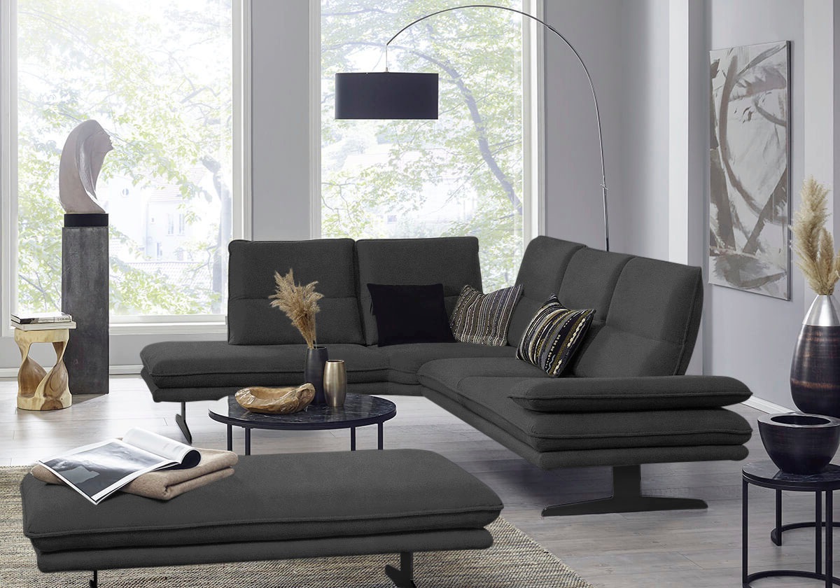W.SCHILLIG Ecksofa »broadway, Designsofa, toller Sitzkomfort, zeitlos, elegant, L-Form«, Sitztiefenverstellung, Kopfteil- & Seitenteilverstellung, Breite 284cm