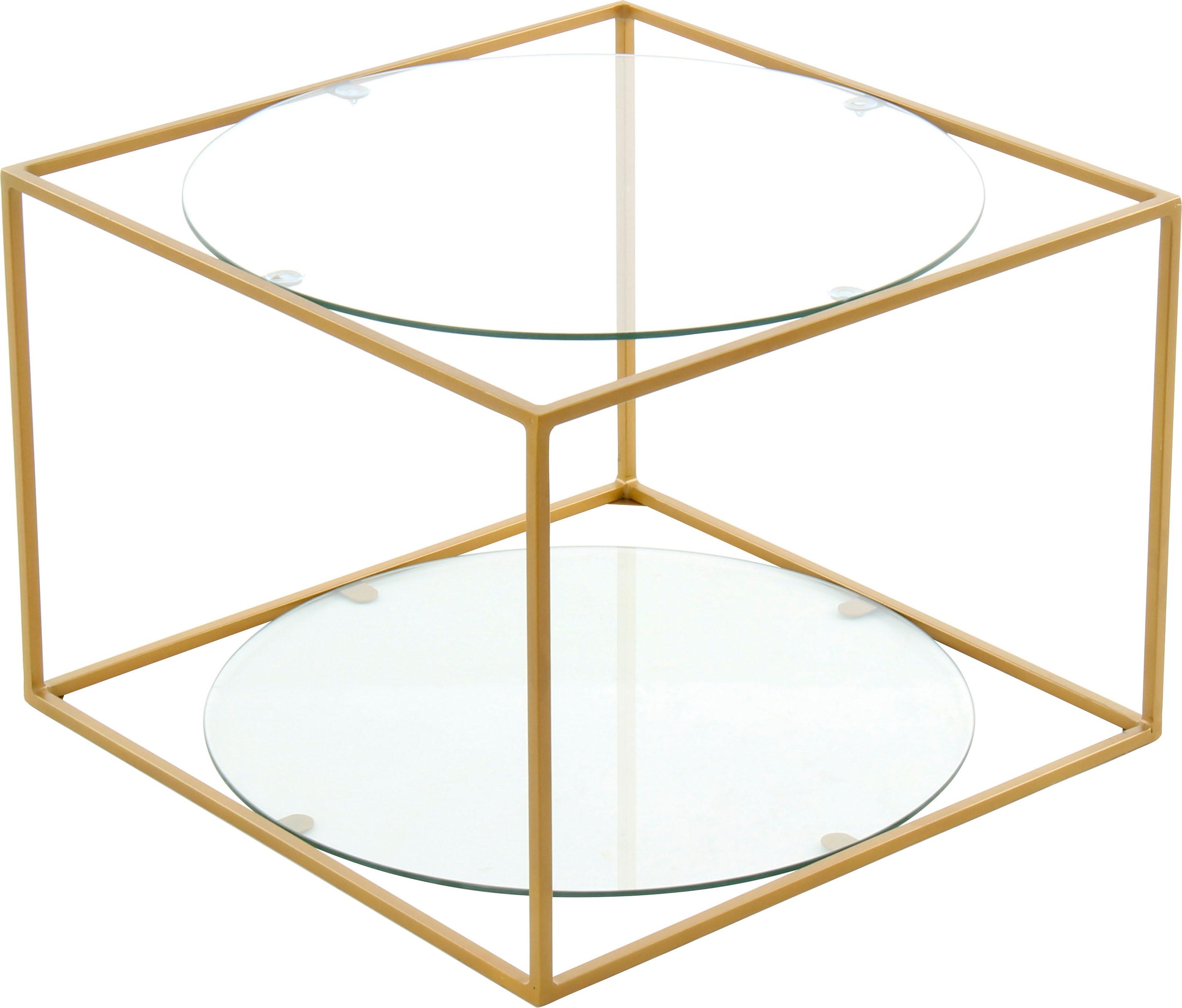 Kayoom Beistelltisch »Cody, Beistelltisch in Würfelform, offenes, modernes Design«, (1 St.), moderne Kubusform mit runden Ablageflächen aus Glas