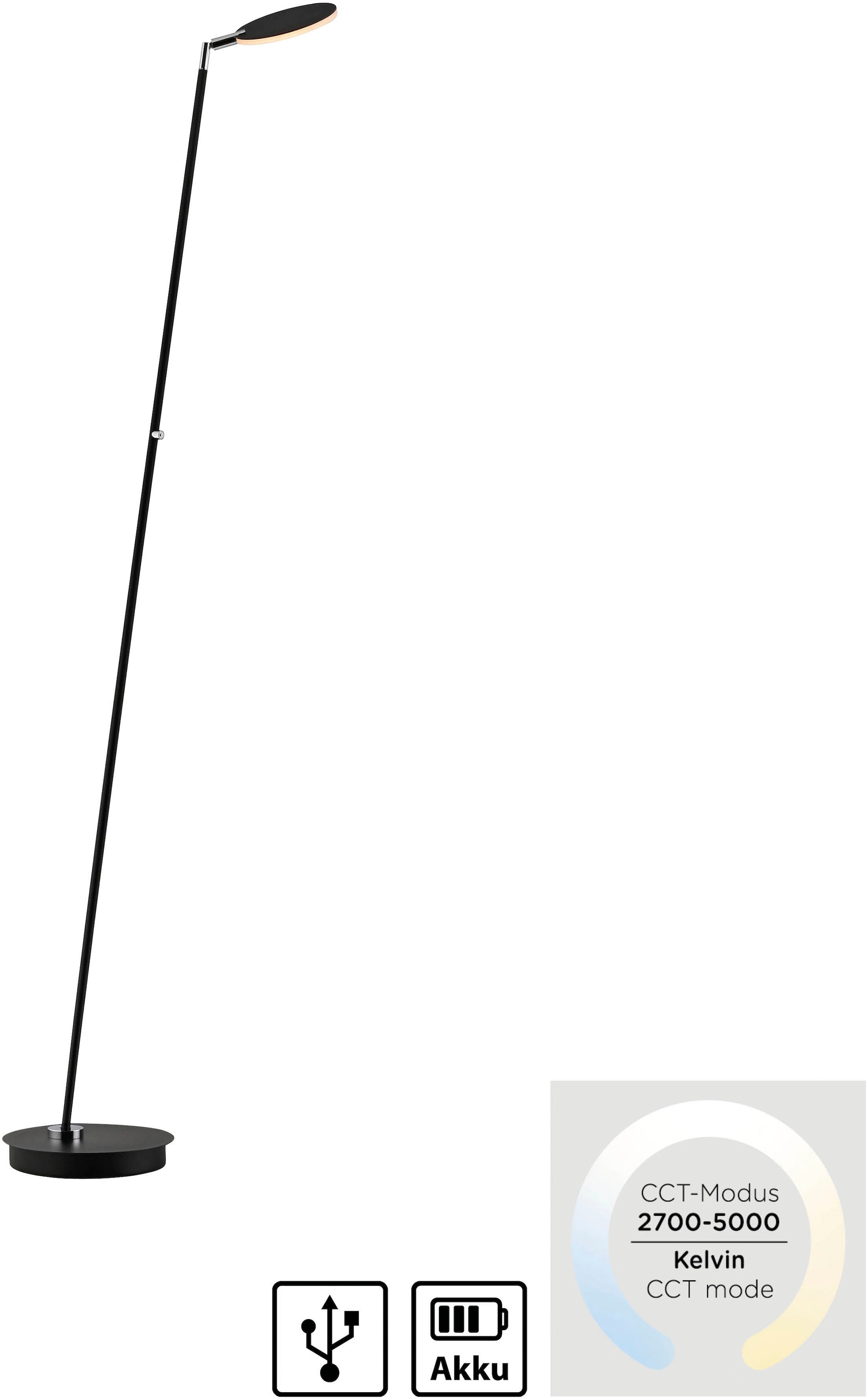 Paul Neuhaus LED Stehlampe »AKKU BENTE« LED-Board 1 Stk. warmweiß - kaltweiß Tastdimmer, CCT 2700-5000K, Memory, Akku betrieben, flexibel