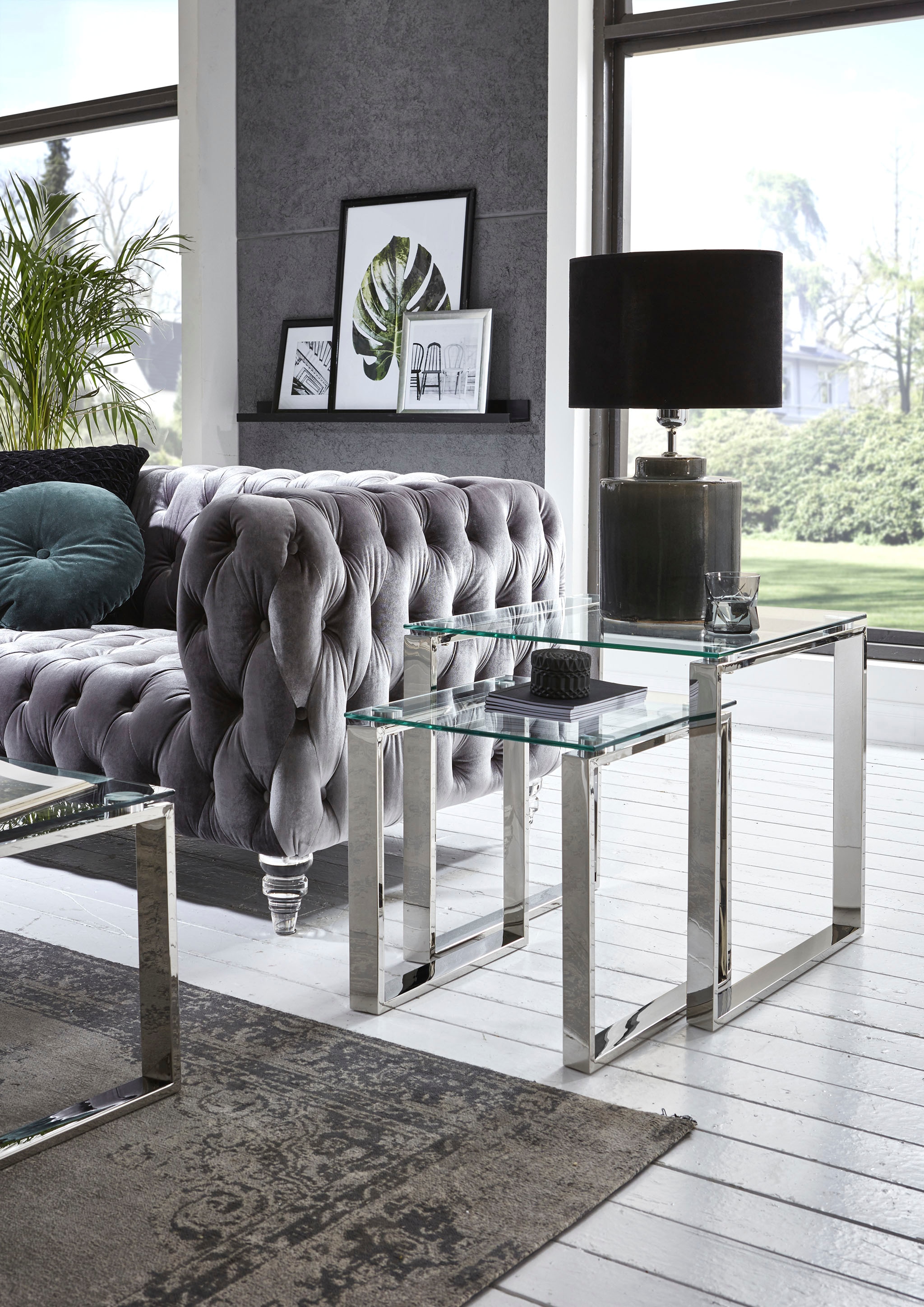HAKU Beistelltisch »Sofatisch, Wohnzimmertisch« 1 Stk. tlg. quadratisch - aus Metall Silber B/T/H 55/55/55 cm