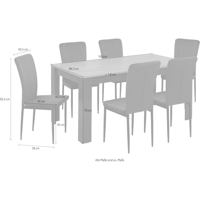 mit online tlg.), Esstisch Esszimmerstuhl »Bergamo«, affaire und bestellen (Set, modernem Essgruppe Tischgruppe 7-teilige 7 Home