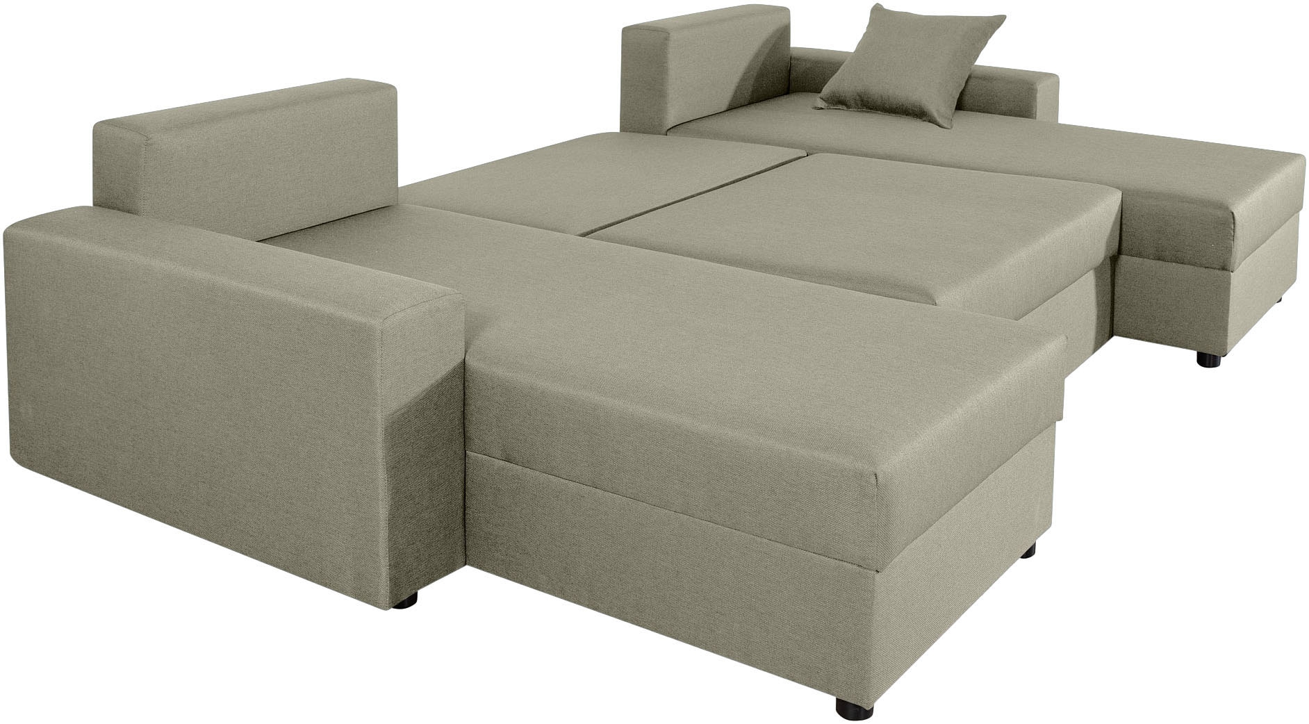 COLLECTION AB Wohnlandschaft »Pico U-Form, Breite 252, mit Schlaffunktion, Bettkasten & Zierkissen«, Liegefläche 117x220 cm