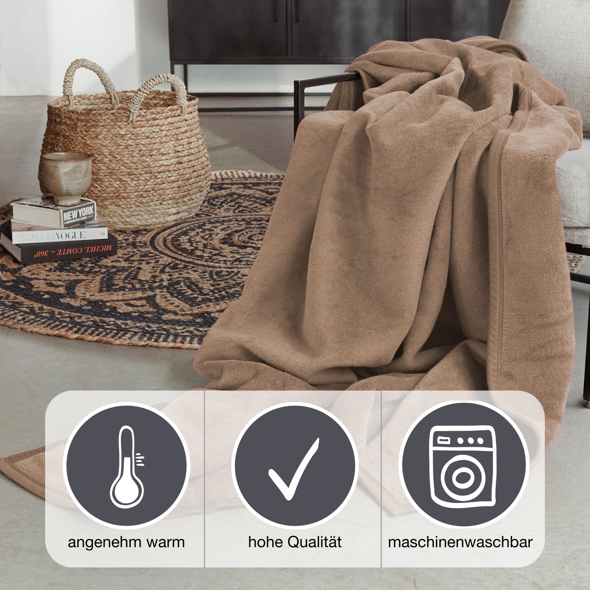 IBENA Wohndecke »Luxus«, verschiedene Größen, unifarbenes Design, Kuscheldecke