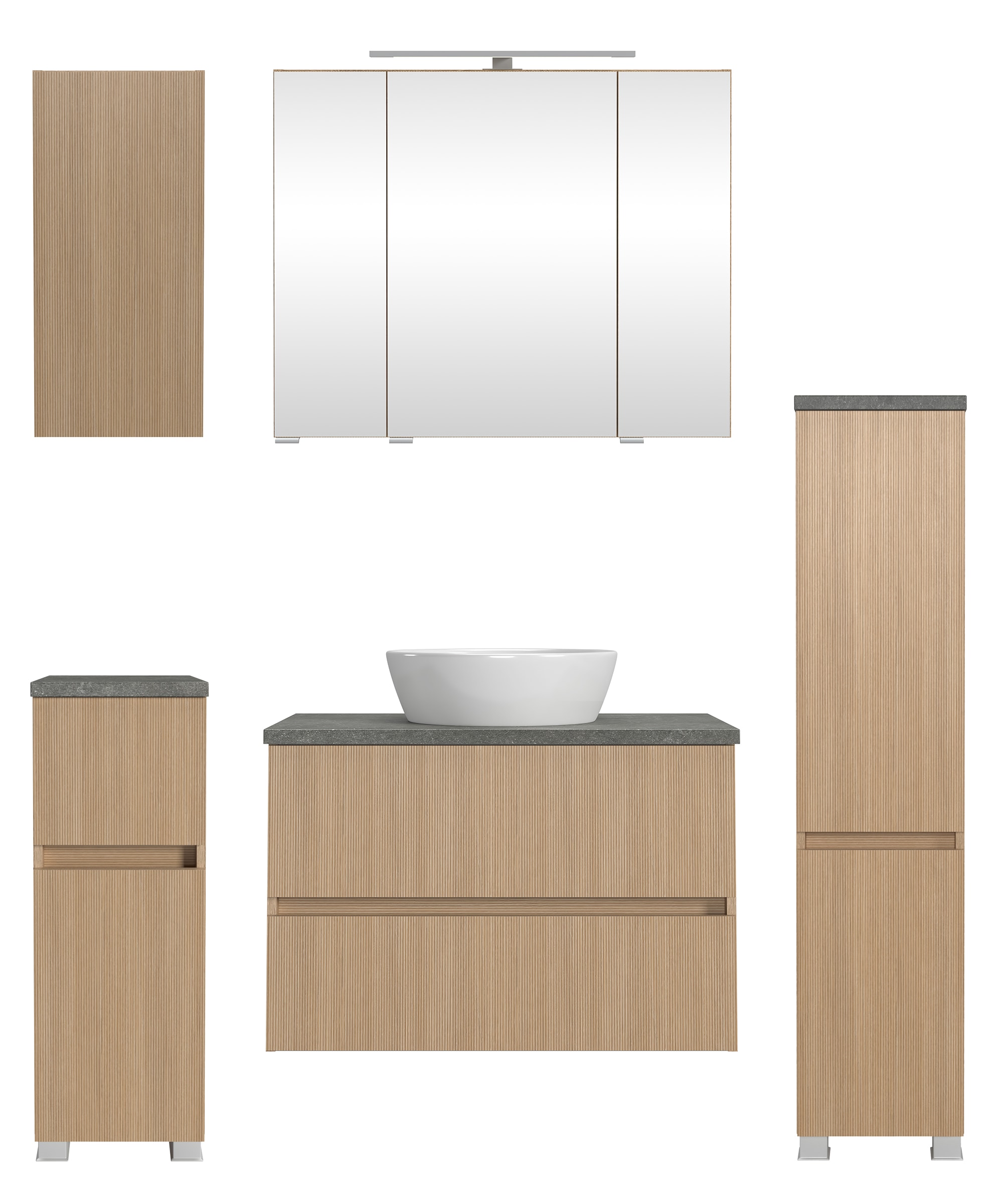 welltime Badmöbel-Set »Set 140 cm breit, Badmöbel mit LED-Beleuchtung«, Hel günstig online kaufen