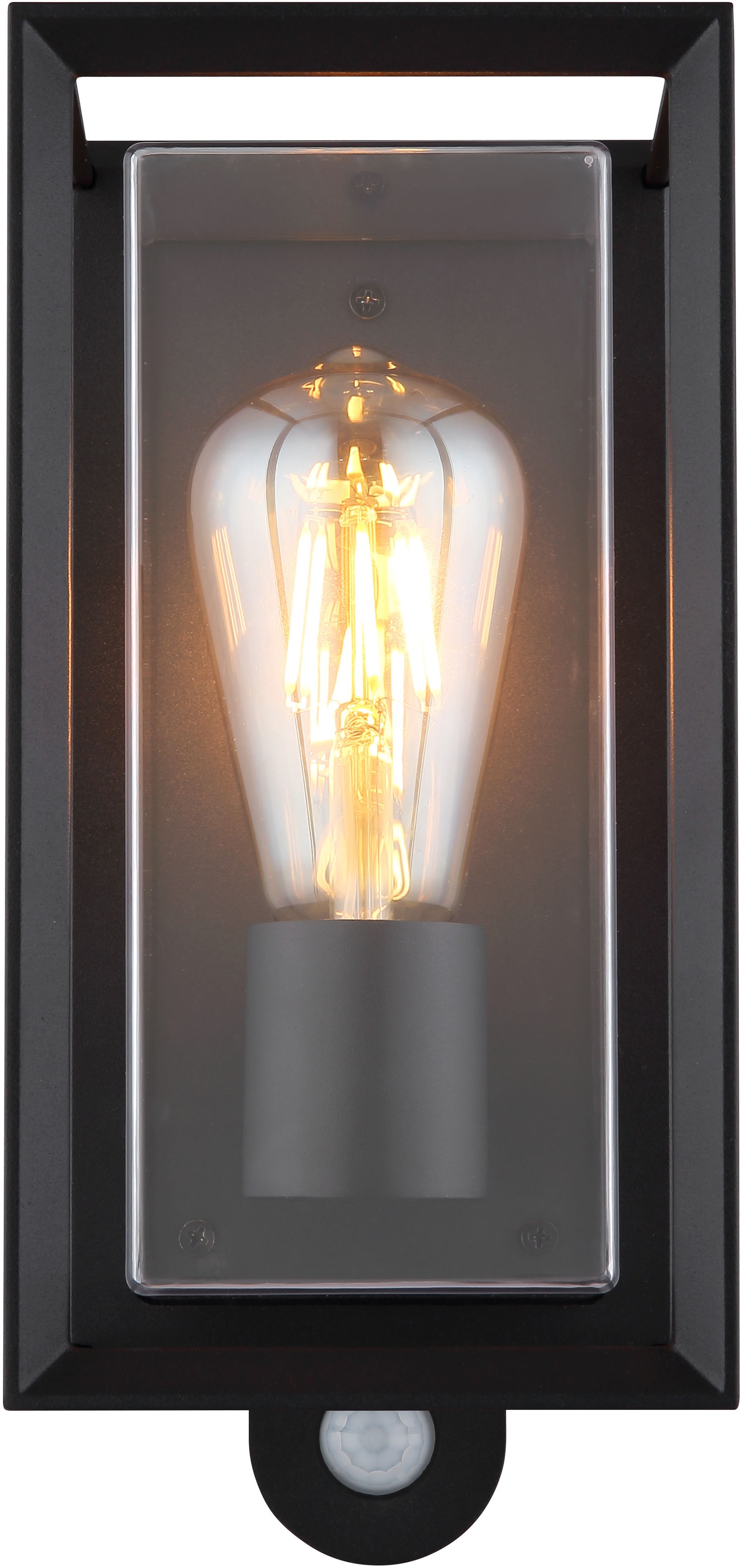 GLOBO LIGHTING Außen-Wandleuchte »LOGANA«, Leuchtmittel E27 | ohne Leuchtmittel, Außenlampe/schwarz/Sensor/IP44/Terrasse/Wand