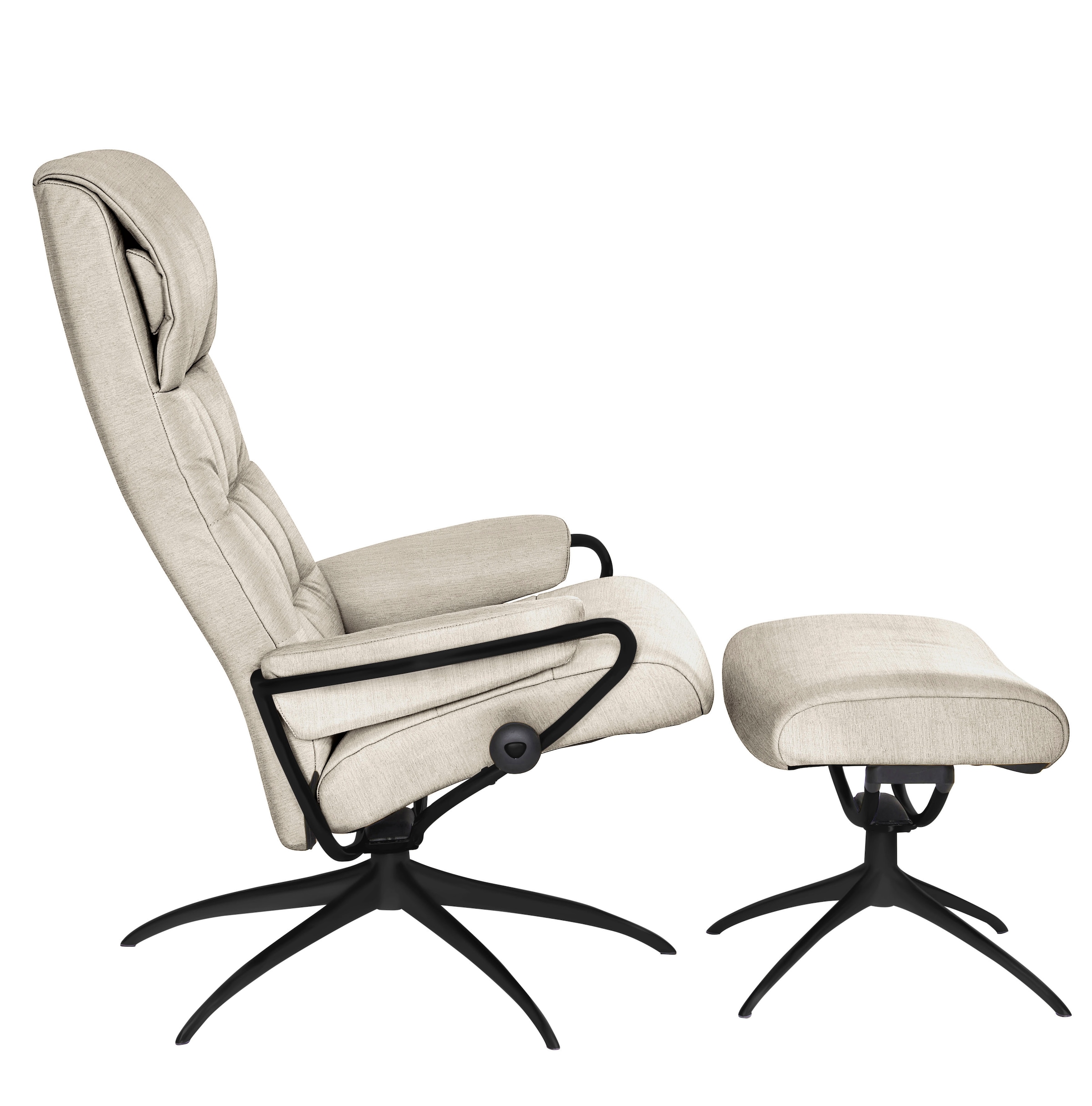 Stressless® Relaxsessel »London«, (Set, Relaxsessel mit Hocker), mit Hocker, High Back, mit Star Base, Gestell Schwarz