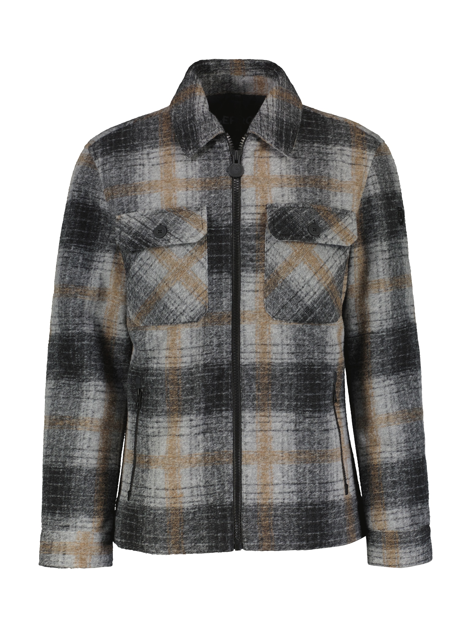 LERROS Blusenjacke ohne Kapuze Overshirt kariert, mit Reißverschluss