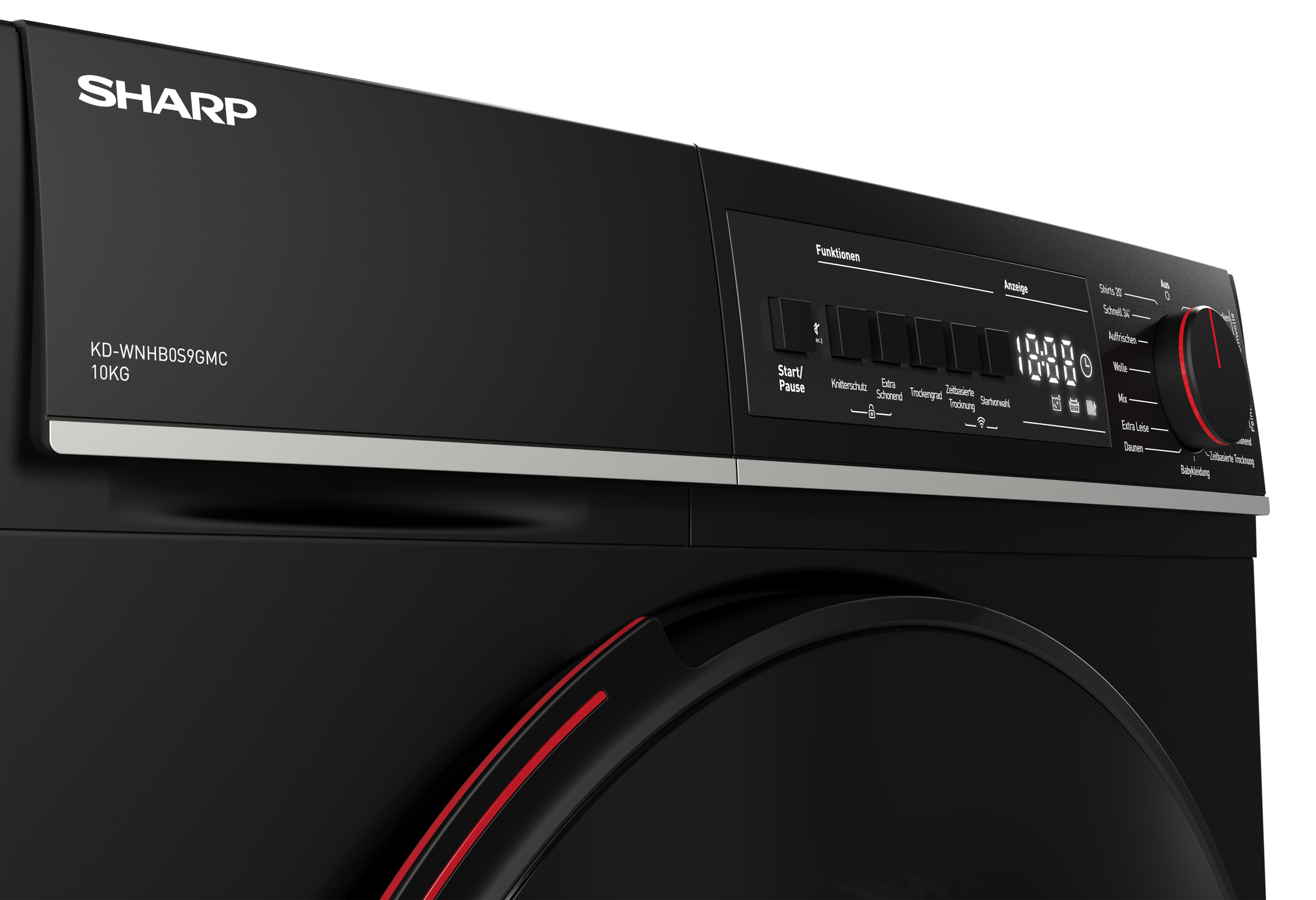 Sharp Wärmepumpentrockner »KD-WNHB0S9GMC-DE« 10kg / +WIFI / EEKC / 2 Tasten / XXL-Tür voll-schwarz / Mat Black