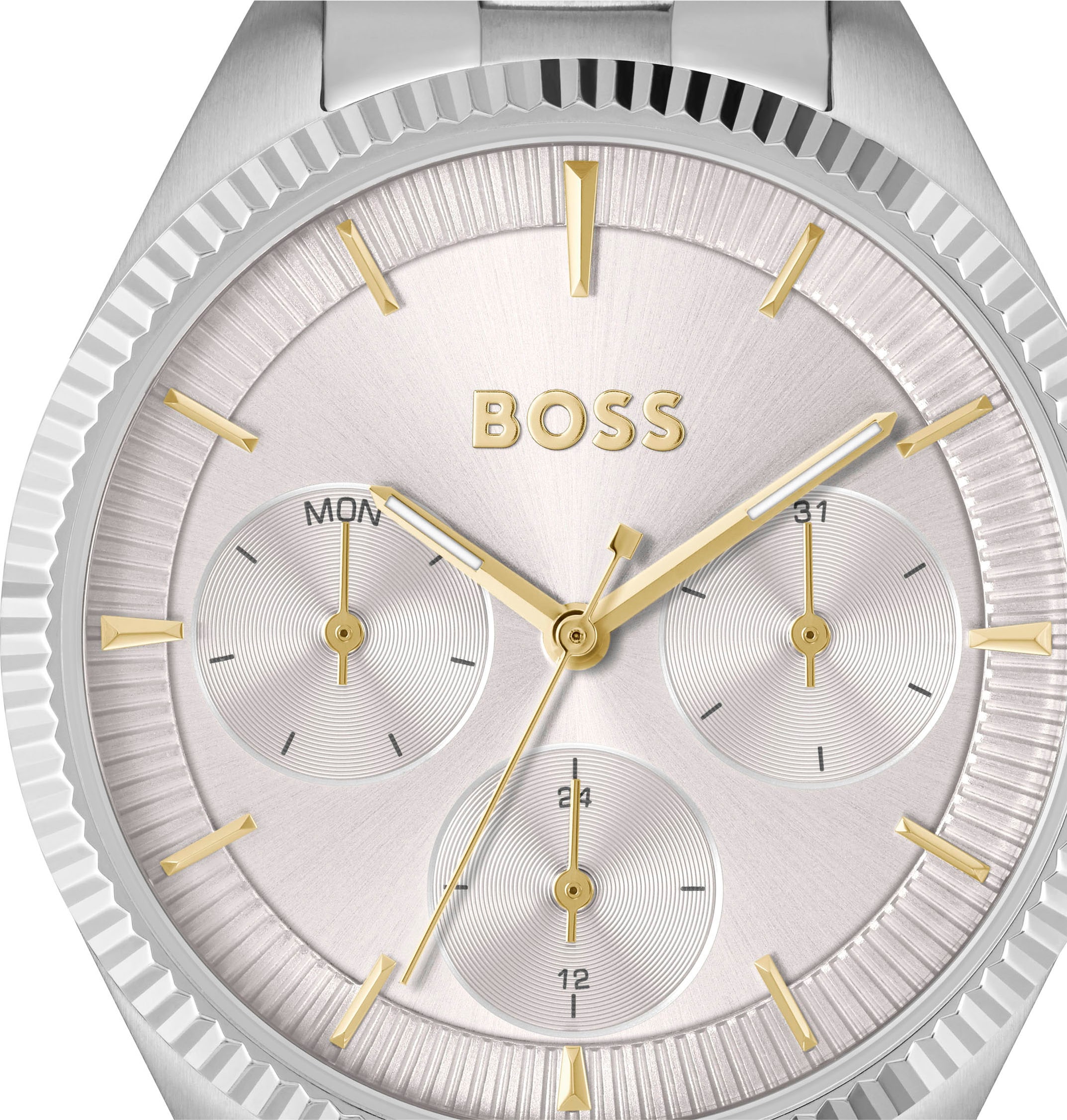 BOSS Multifunktionsuhr »SAGE SPORT«, Quarzuhr, Armbanduhr, Damenuhr, Edelstahlarmband, analog