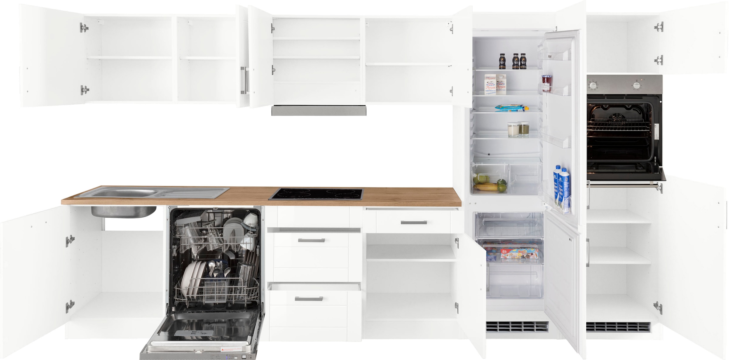 KOCHSTATION Küchenzeile »KS-Tinnum«, mit E-Geräten, Breite 360 cm