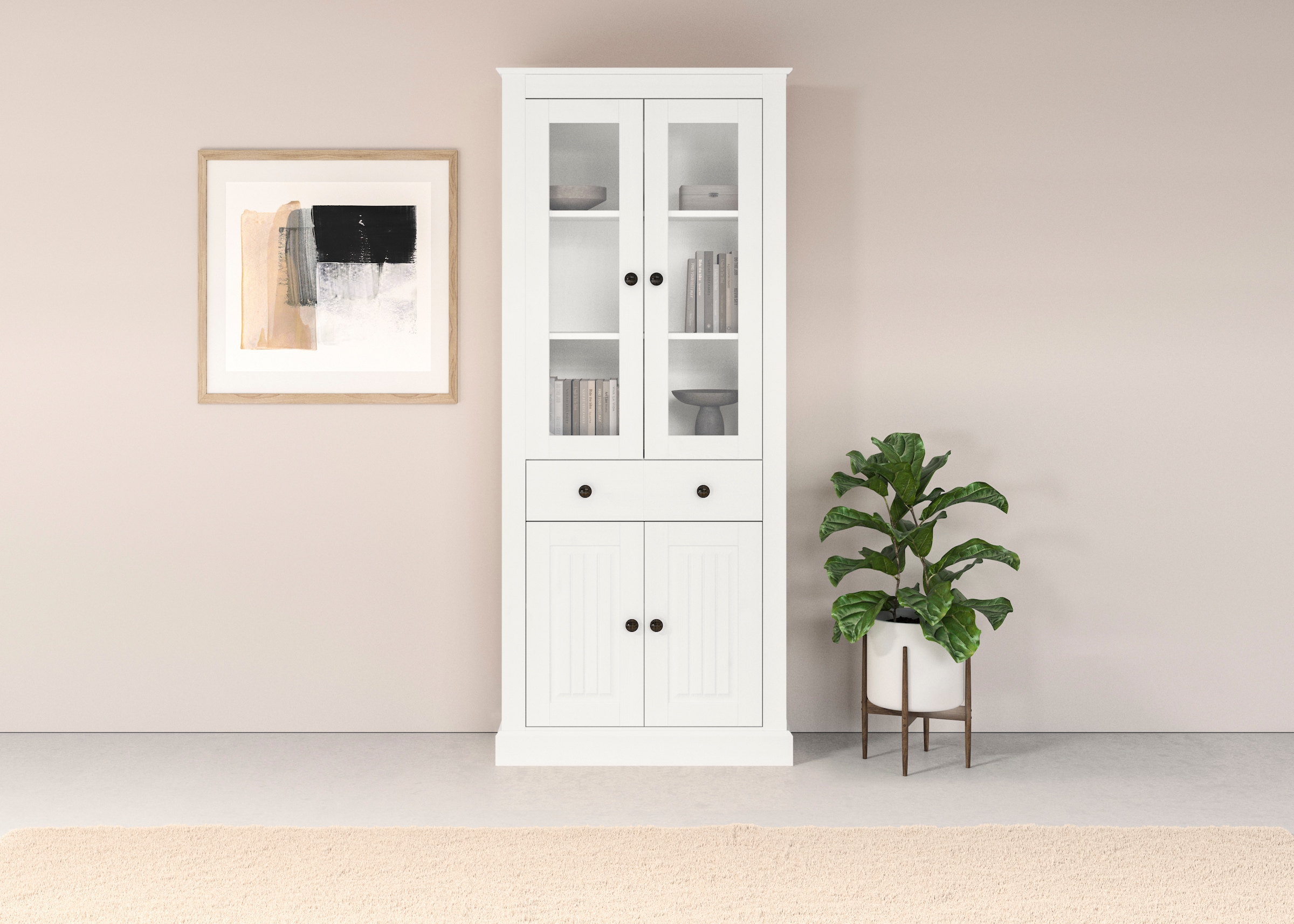 OTTO home Vitrine "Liotta" Mit 2 Glastüren und 1 Schublade günstig online kaufen