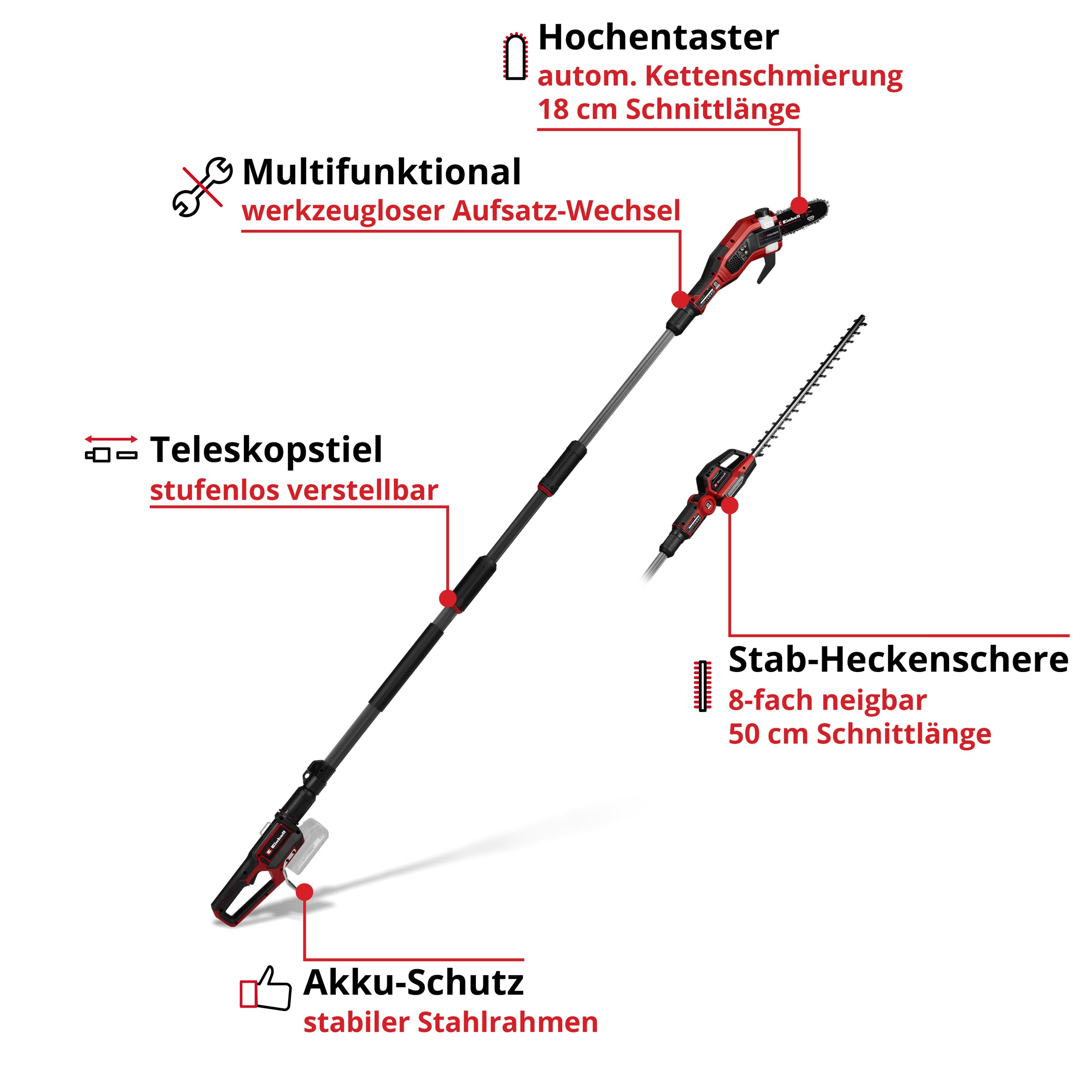 Einhell Akku-Multifunktionswerkzeug »GT GP-HC 18/5020 Li T BL-Solo«, ohne Akku und Ladegerät