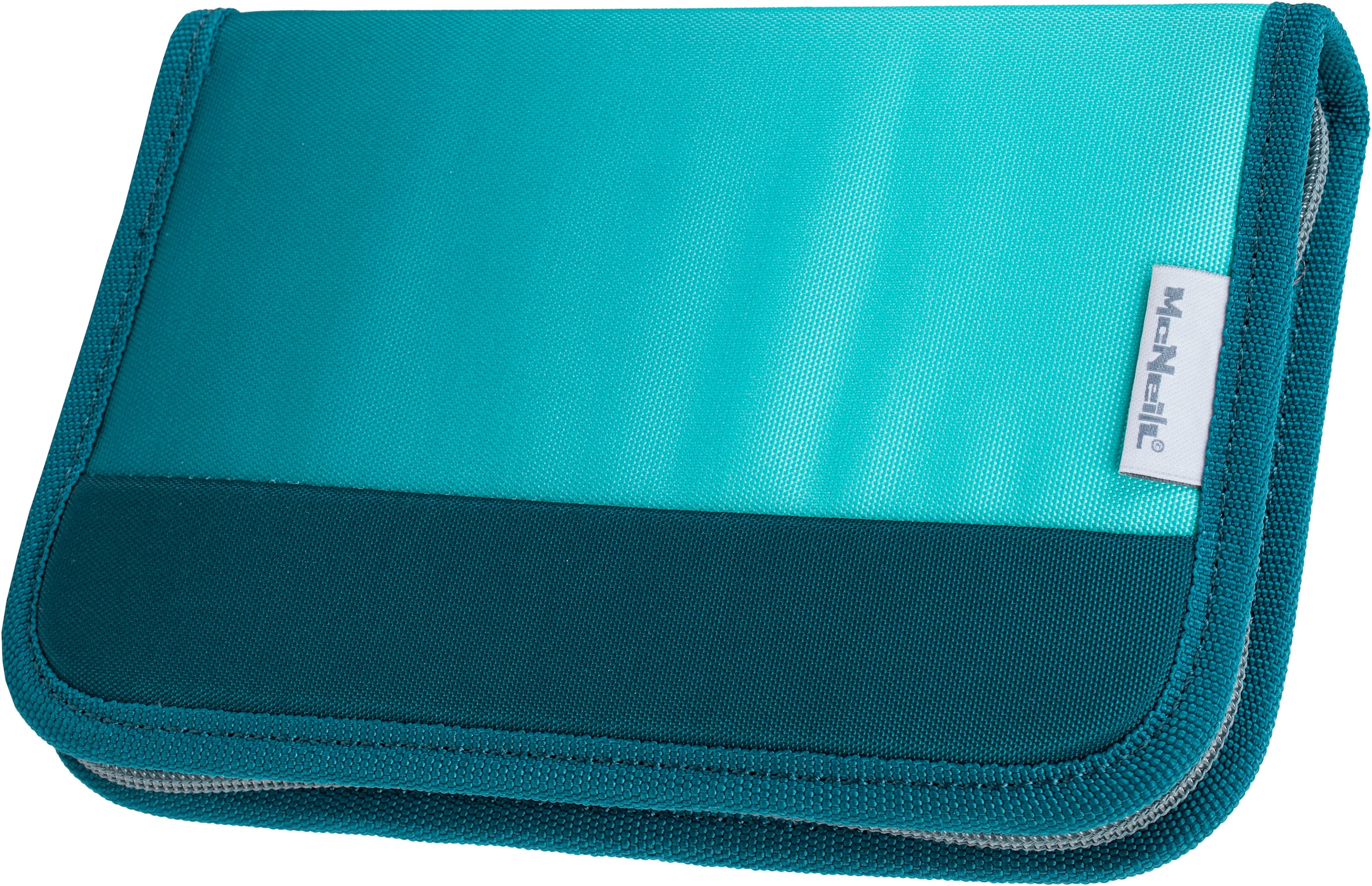 McNeill Schulranzen »Perfecto, Gradient Blue Lagoon«, reflektierende Streifen auf den Schultergurten-retroreflektierende Flächen, inkl. Federmäppchen, Turnbeutel, Schlamperrolle & Motivmagnet