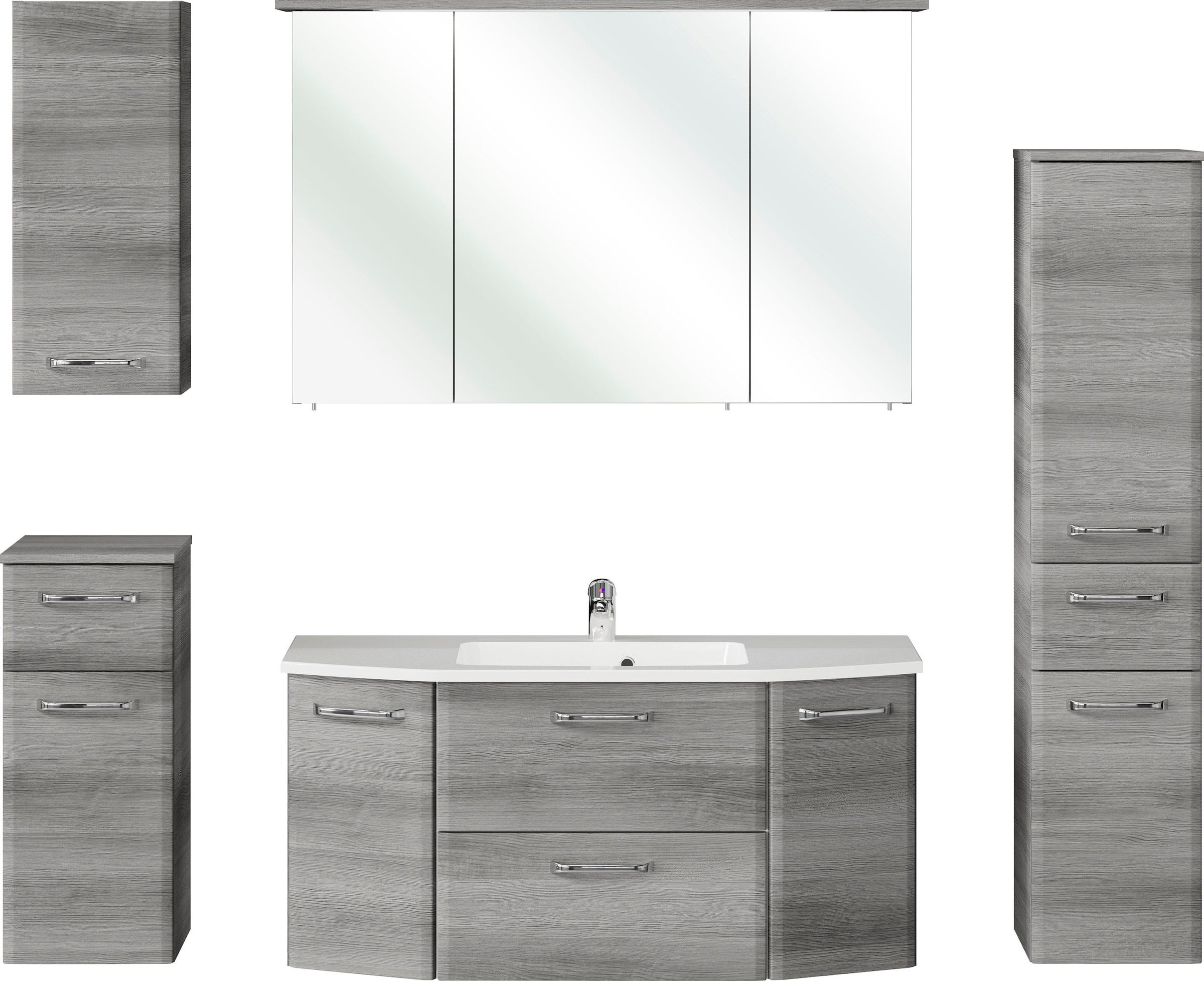 Saphir Badmöbel-Set »Quickset 5-teilig, Mineralmarmor-Waschtisch und LED-Sp günstig online kaufen