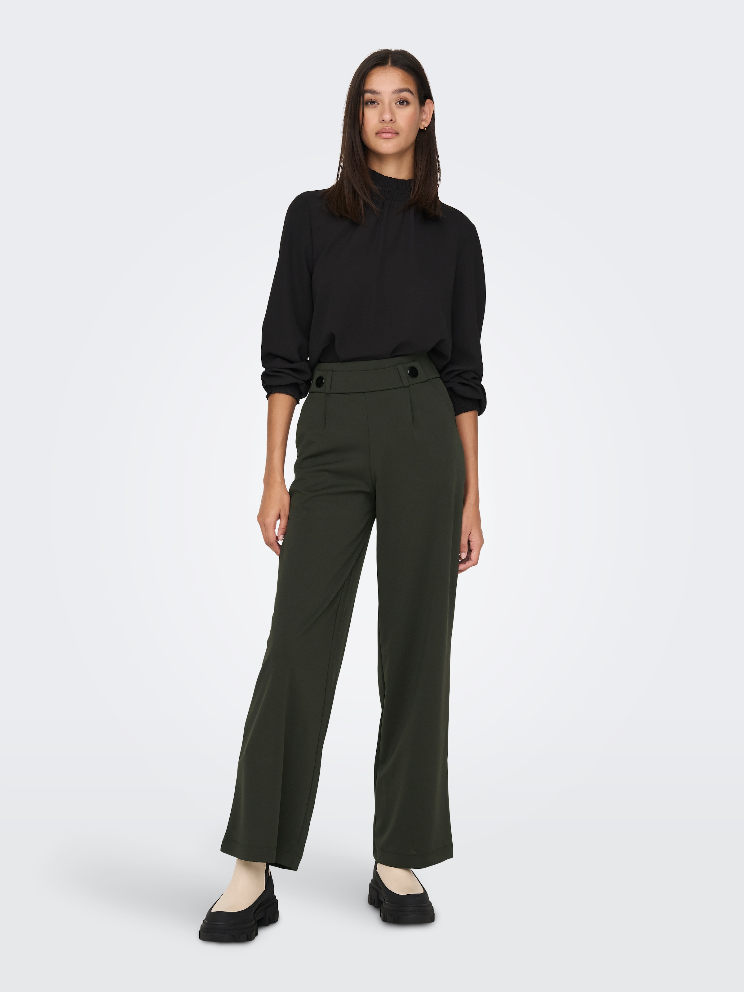 JDY Jerseyhose »JDYGEGGO NEW LONG PANT JRS NOOS«, mit dekorativem Riegel vorne am Bund