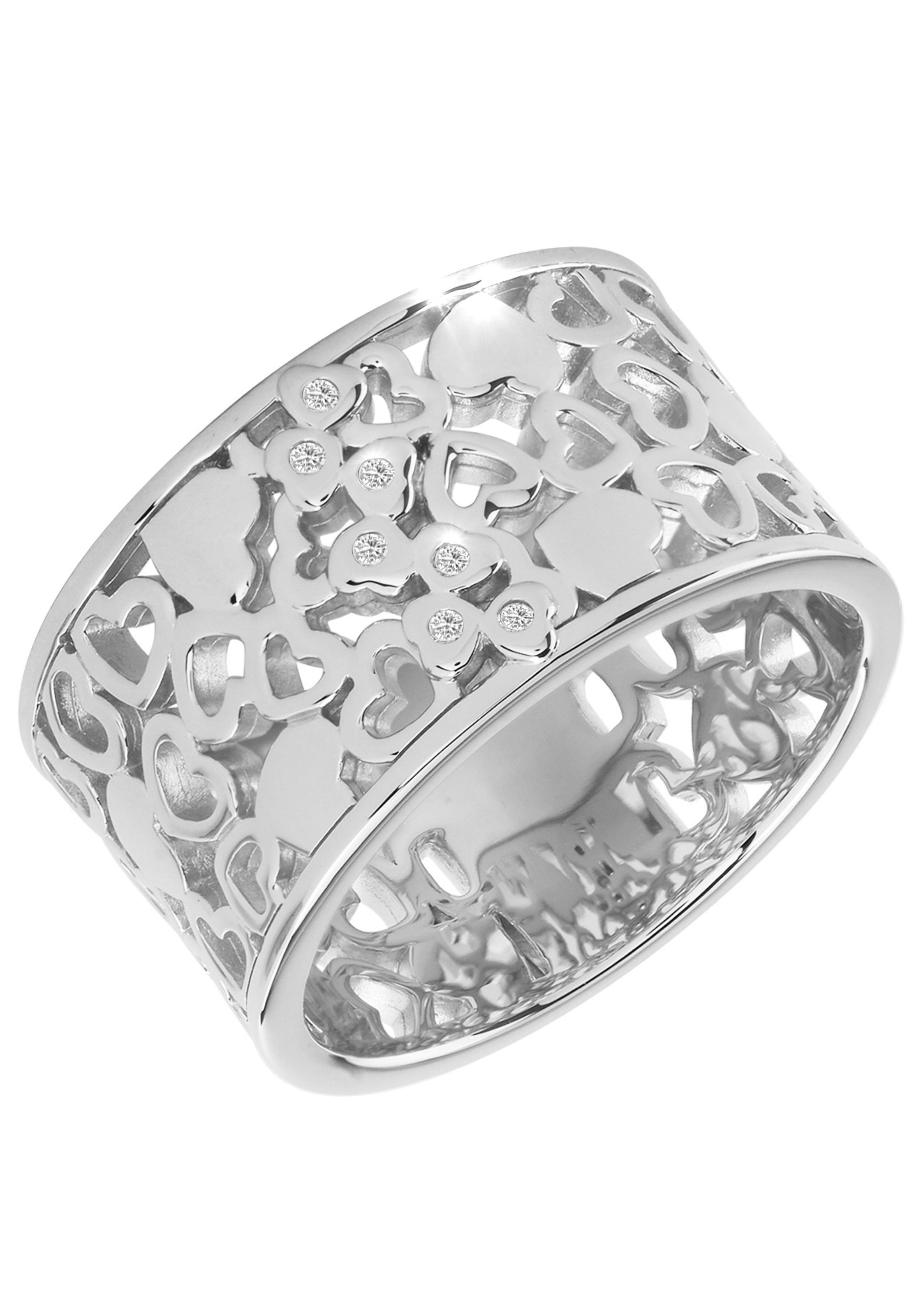 Firetti Fingerring »Schmuck Geschenk Silber 925 Silberring Herzen« Made in Germany - mit Zirkonia (synth.)