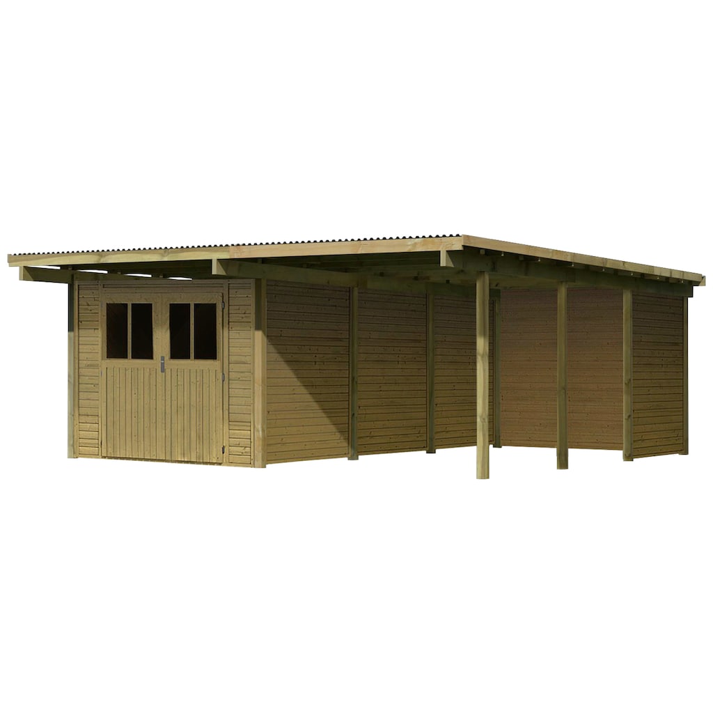 Karibu Doppelcarport »Eco 2«, Holz, 250 cm, braun