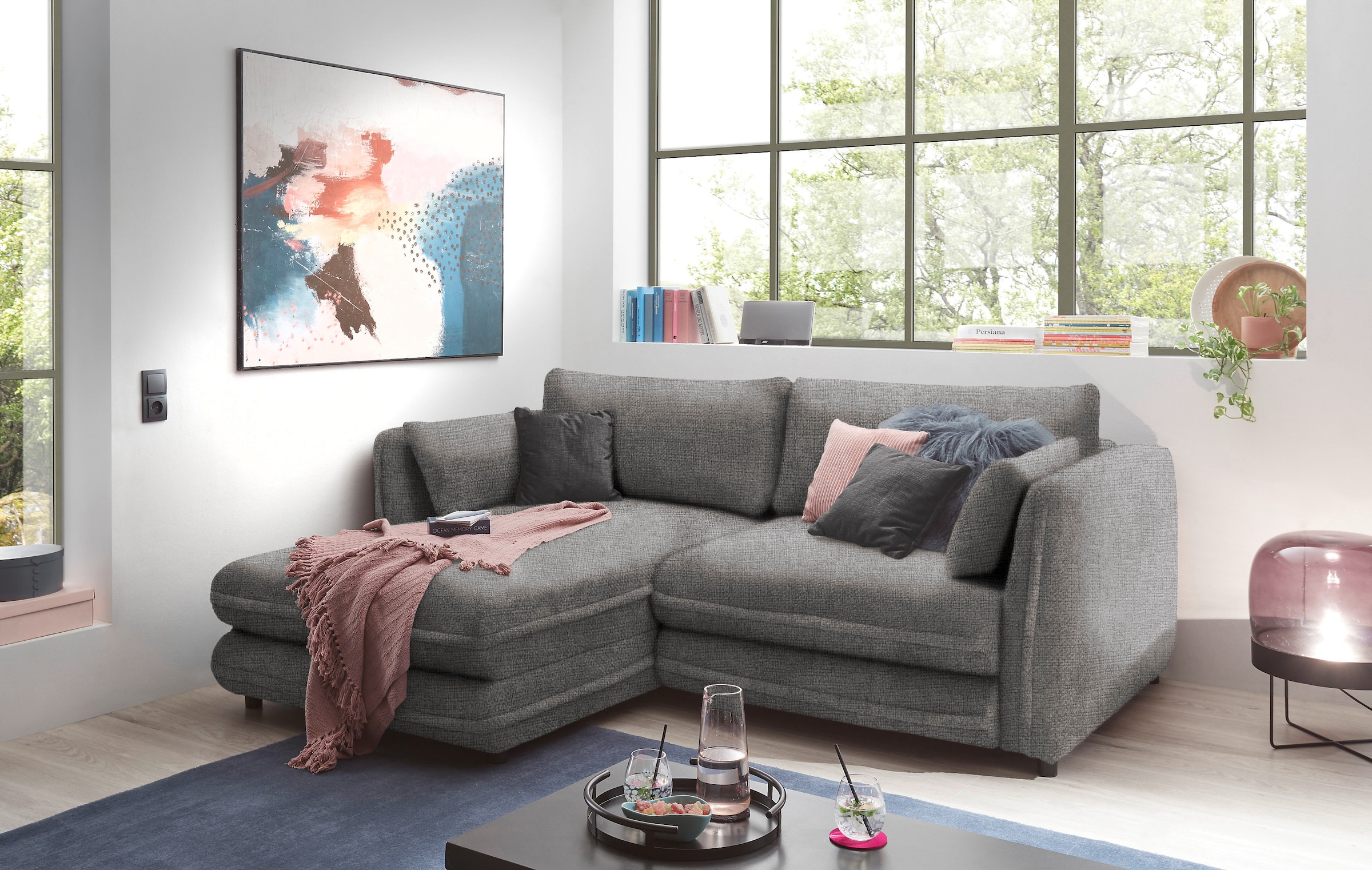 ED EXCITING DESIGN Ecksofa »Stanley L-Form«, mit Bettfunktion, Bettkasten & günstig online kaufen
