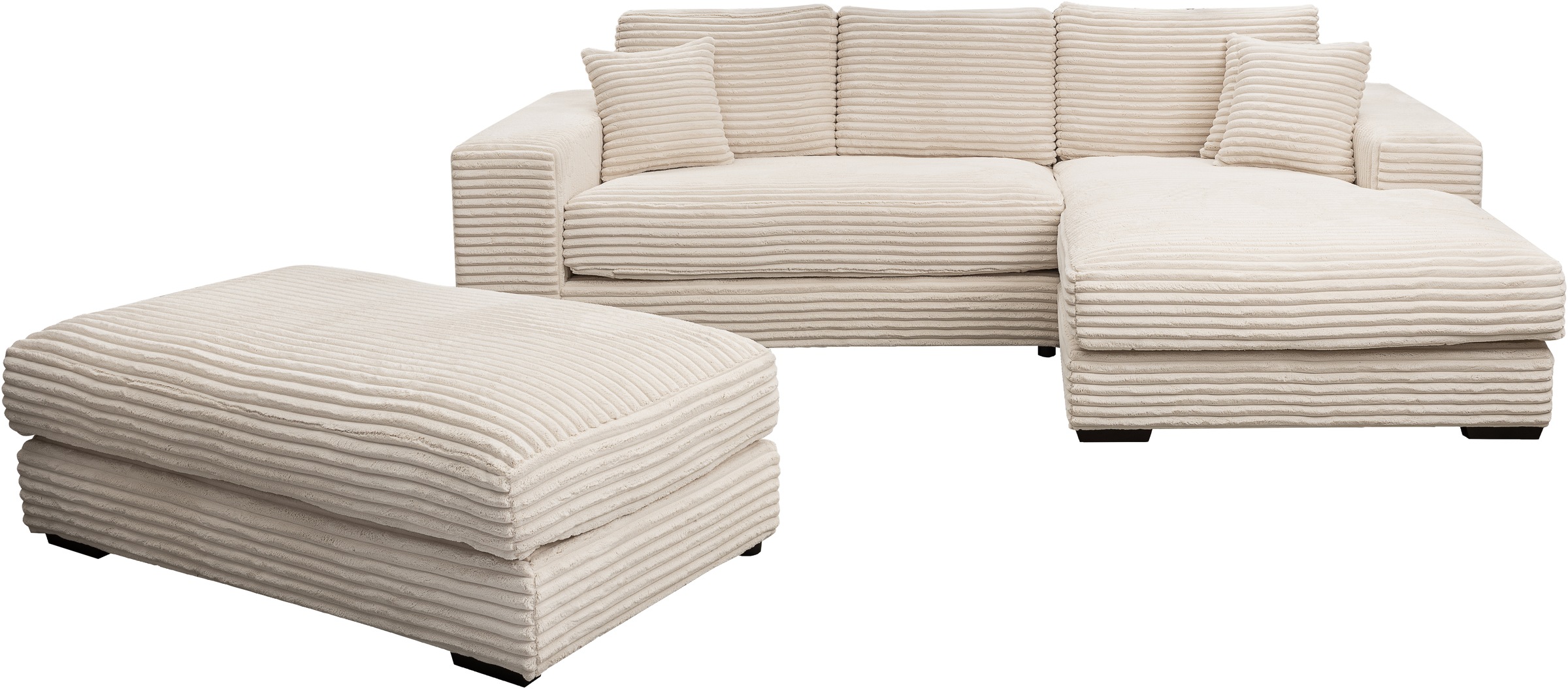 WERK2 Polstergarnitur »Eden L-Form + Hocker. Mega Couch Breite 286cm, Cord« günstig online kaufen