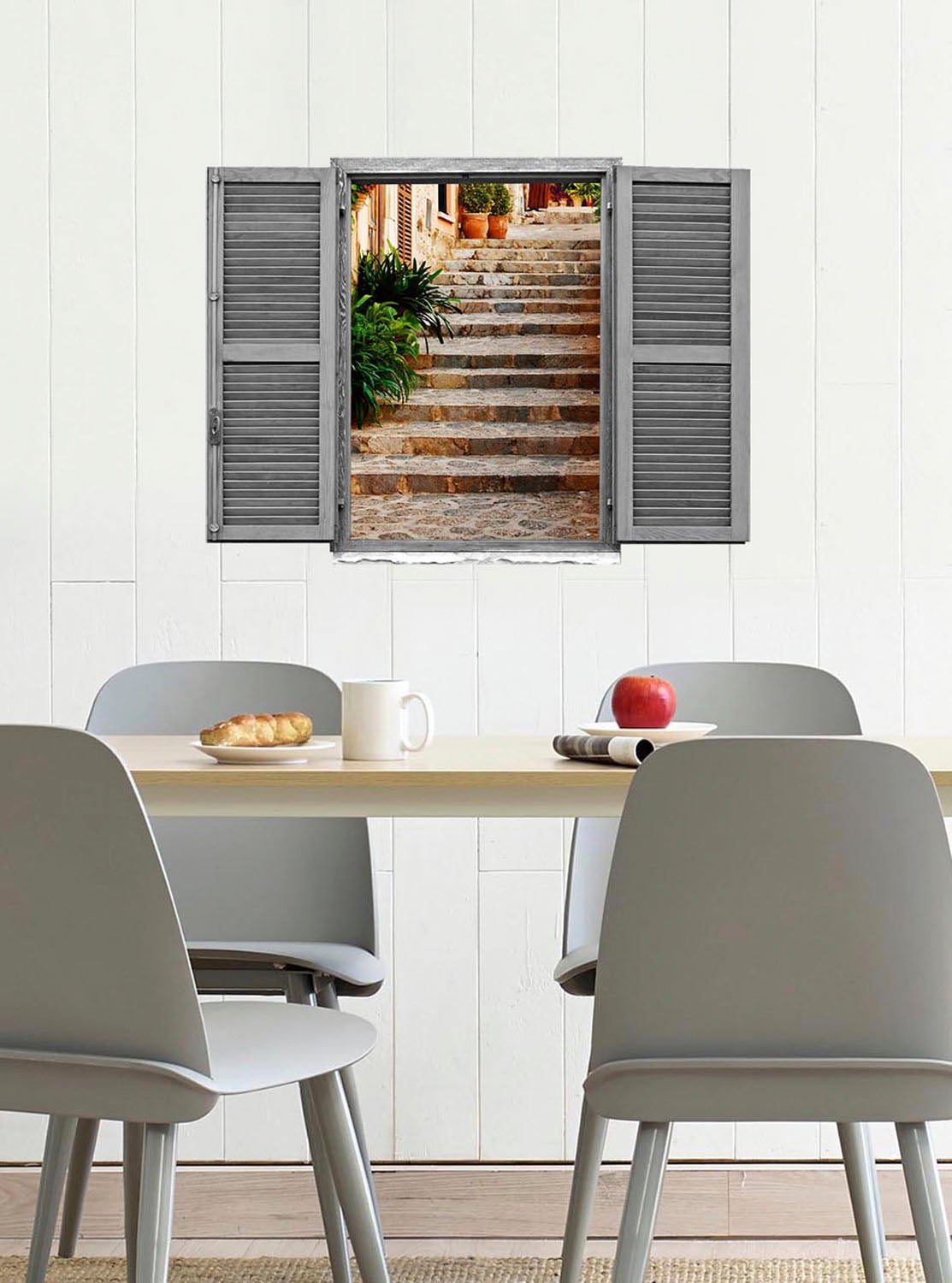queence Wandtattoo »Treppe« Wandsticker, Wandbild, selbstklebend, 3D, Fenster