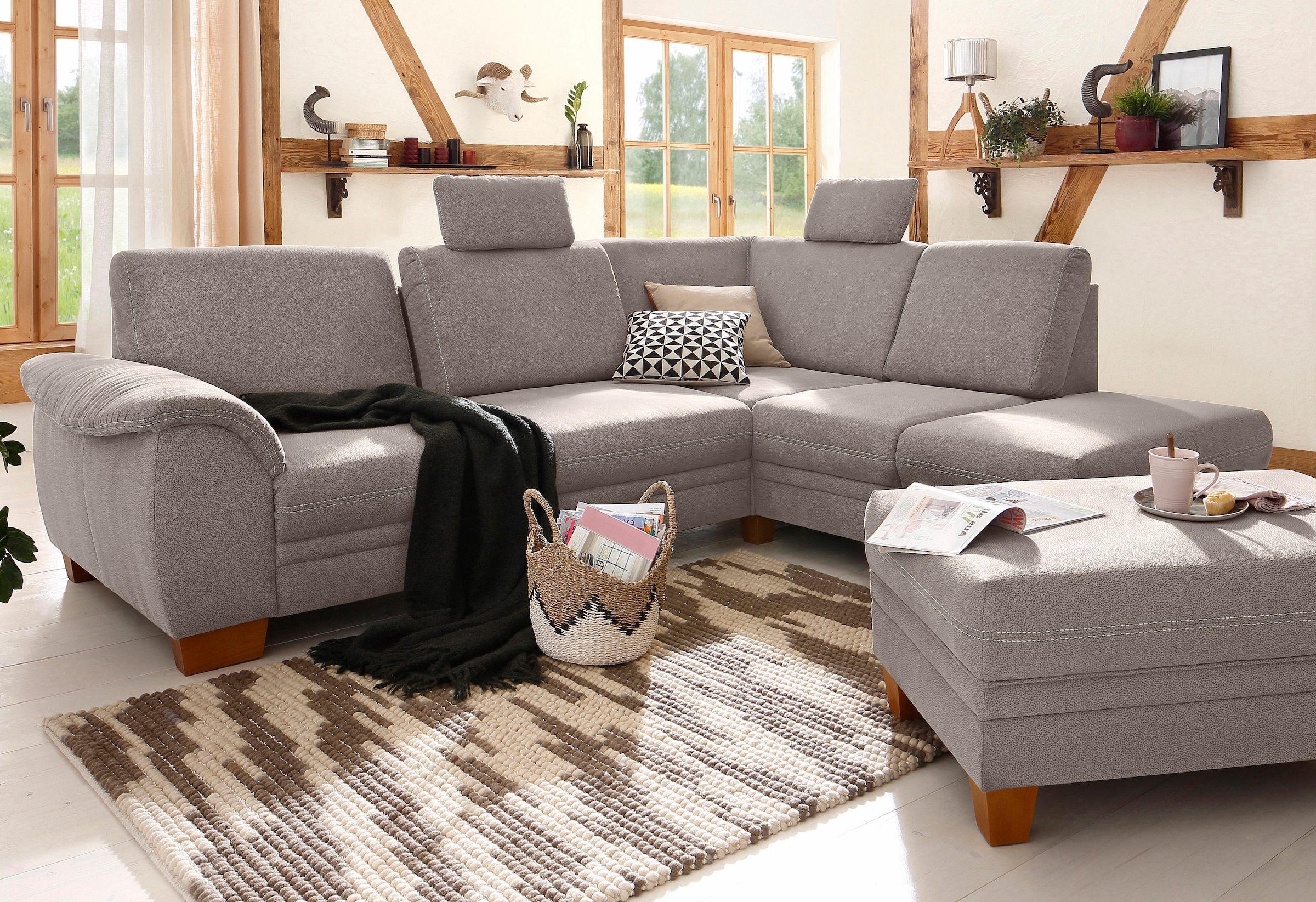Home affaire Ecksofa »Husum L-Form«, mit Sitztiefenverstellung, Federkern-P günstig online kaufen