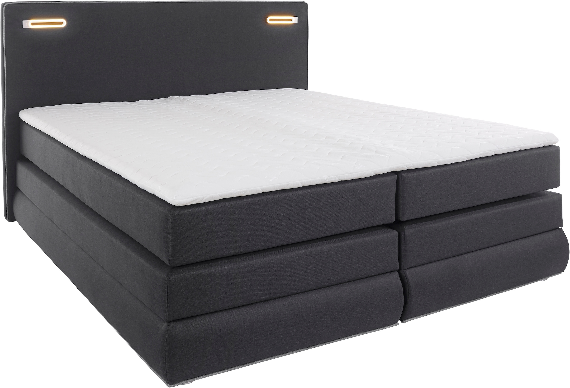 COLLECTION AB Boxspringbett »Ninoni mit Kaltschaummatratze«, inkl. Bettkasten, Topper und wahlweise mit LED-Beleuchtung