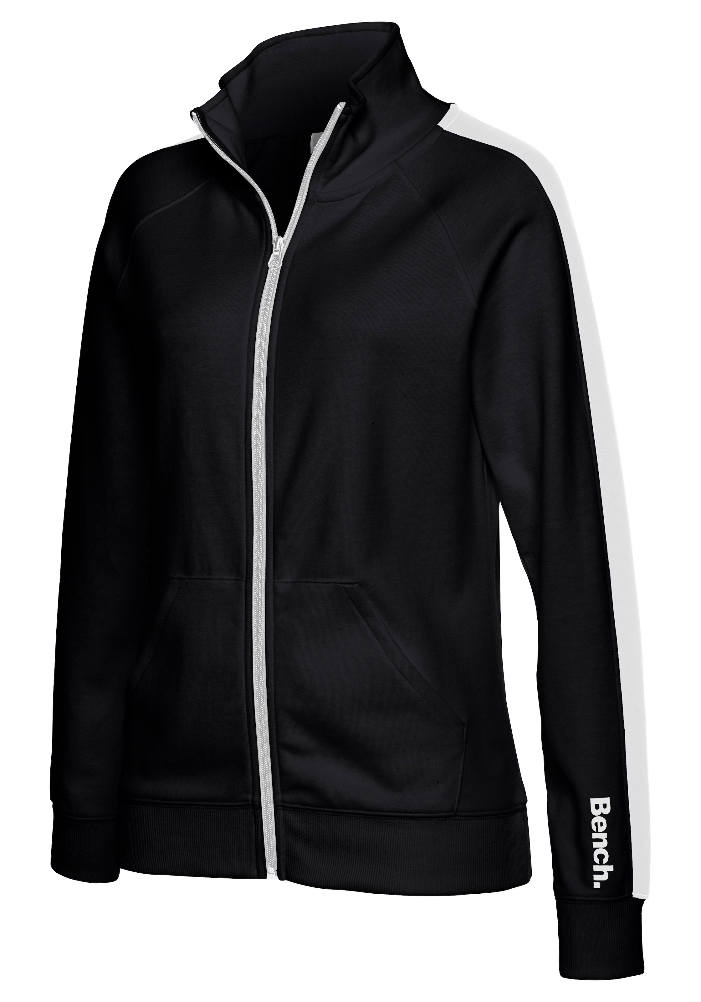 Bench. Loungewear Sweatjacke, mit Seitenstreifen und Stehkragen, Loungewear