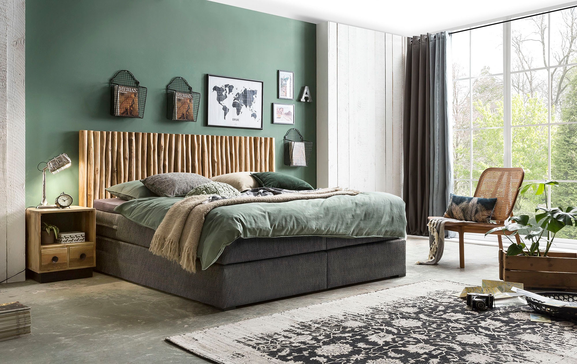 SIT Boxspringbett Mit Kopfteil aus Ästen