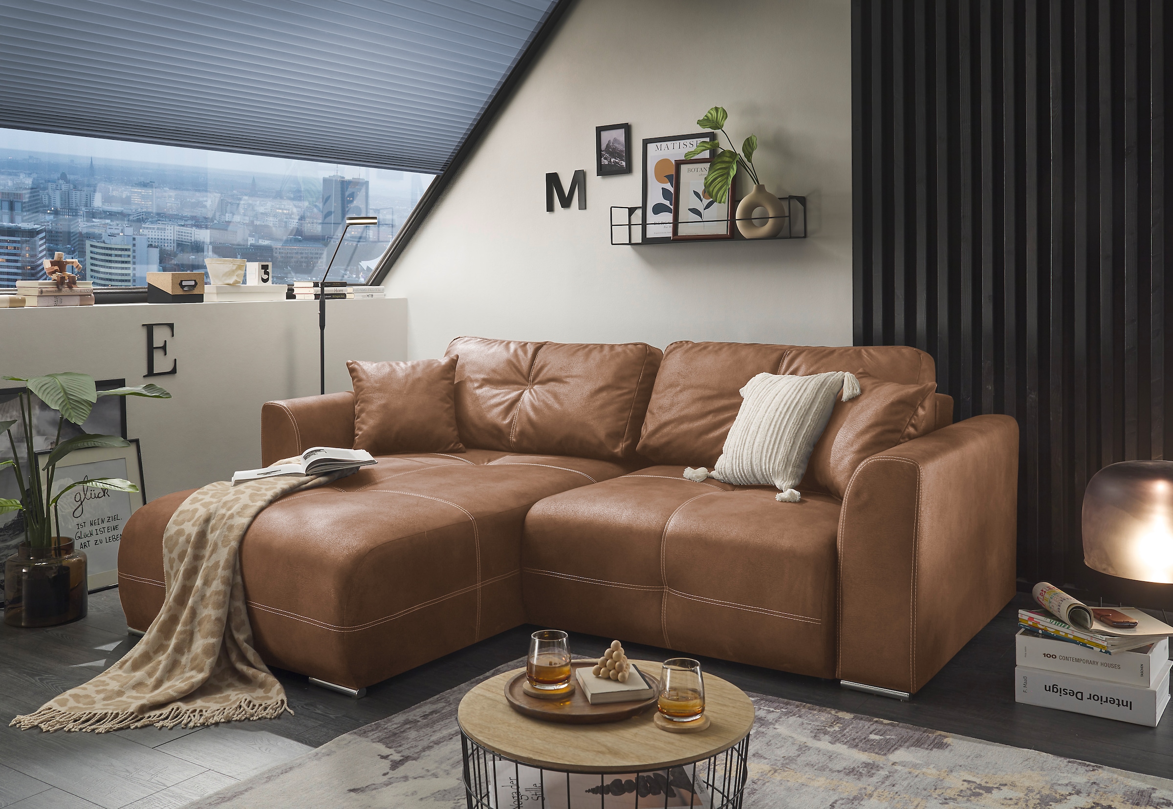 ED EXCITING DESIGN Ecksofa »Dolan L-Form«, mit Bettfunktion, Bettkasten & 2 günstig online kaufen