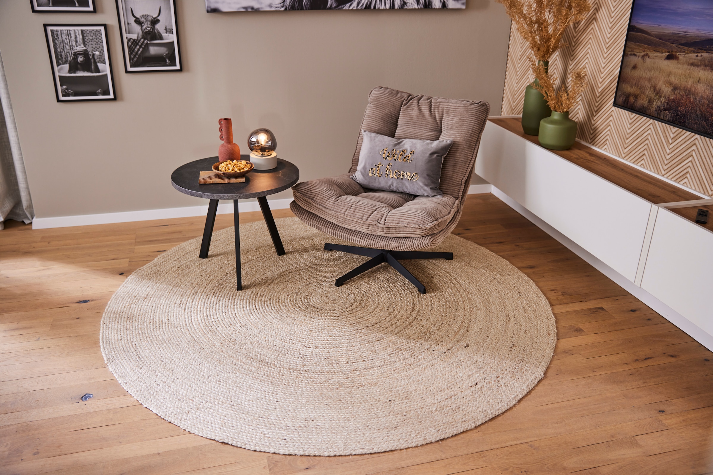 HANSE Home Teppich »Rangpur Juteteppich«, rund, 10 mm Höhe, Handgewebt, 100% Jute, Natur, Wohnzimmer, Flur, Boho, Skandi