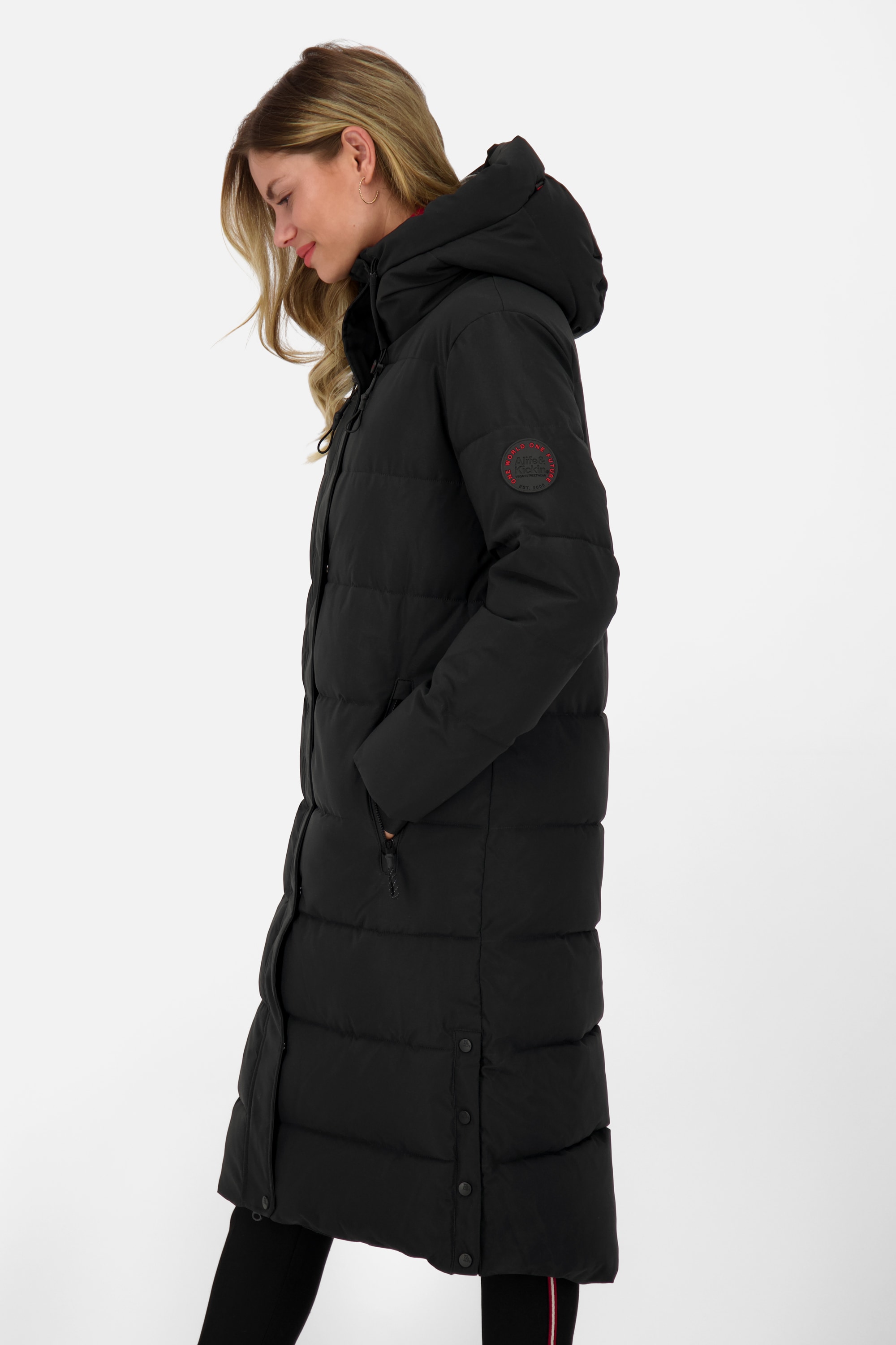 Alife & Kickin Steppjacke »Damen KatiaAK A«, mit Kapuze, Langer Wintermantel mit großer Kapuze und regulierbarer Beinfreiheit