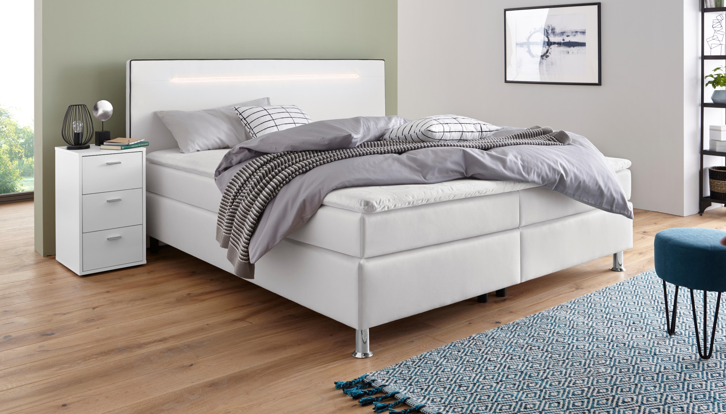 Bild von COLLECTION AB Boxspringbett, inkl. LED-Beleuchtung, Topper und Kissen