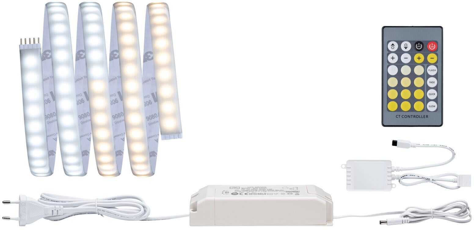 Paulmann LED-Streifen »MaxLED1000 Basisset 1,5m IP44 Cover2700-6500K 17W 230/24V 40VA Silber«, 1 St.-flammig, Tunable White